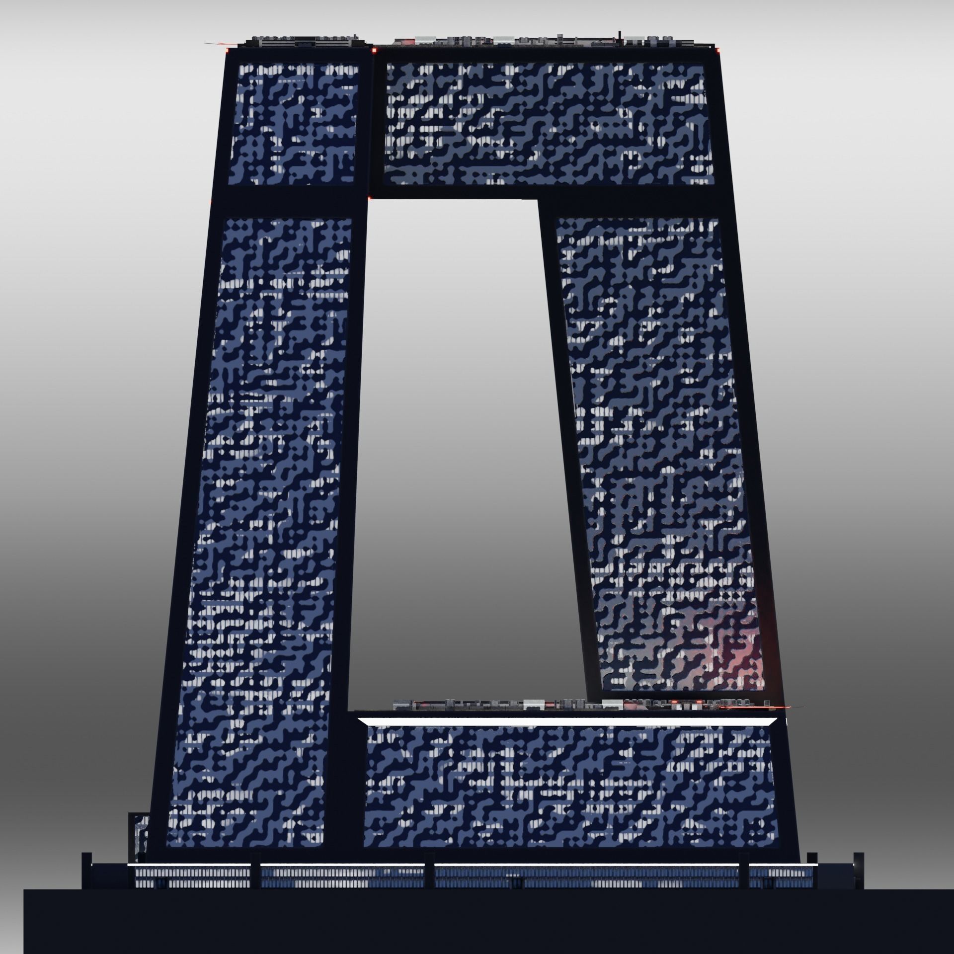 Modern skyscraper L-shaped Low-poly 3D model_13