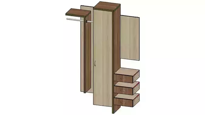 model hallway wardrobe with drawers and shelves 3D model