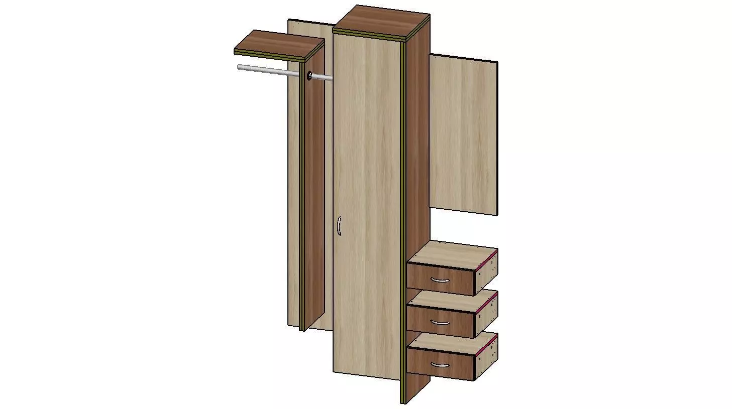 model hallway wardrobe with drawers and shelves 3D model_0