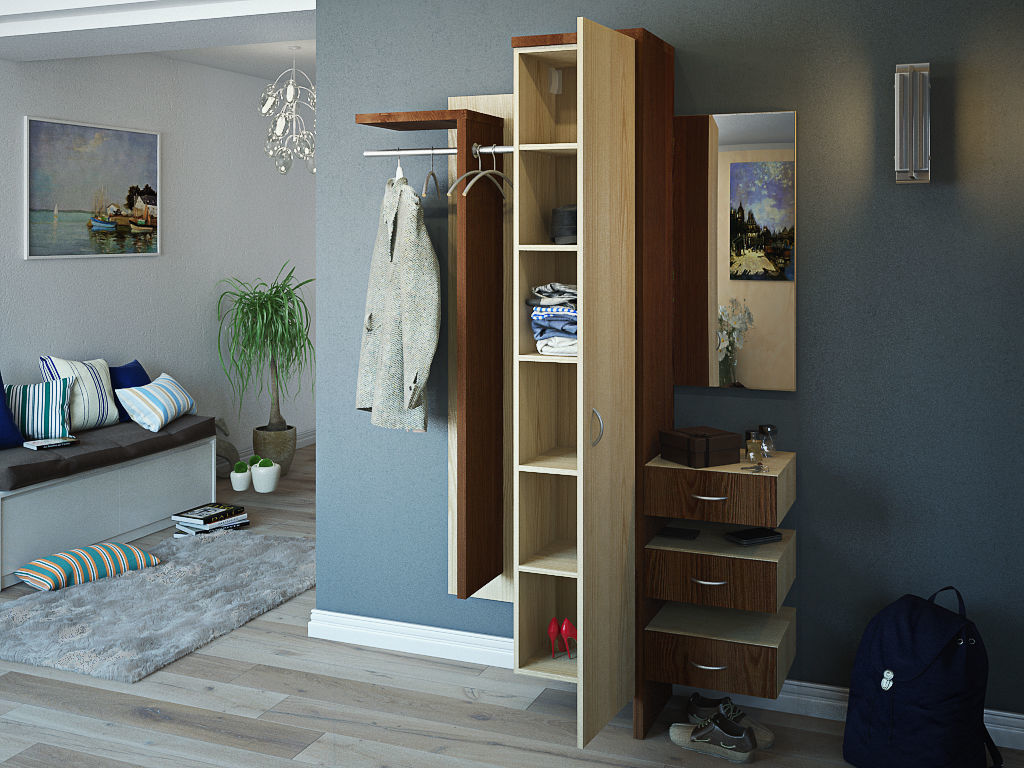 model hallway wardrobe with drawers and shelves 3D model_2