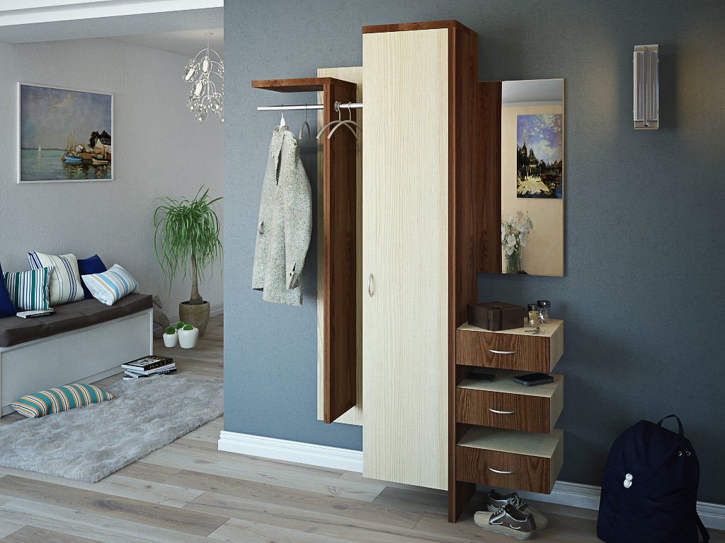 model hallway wardrobe with drawers and shelves 3D model_1