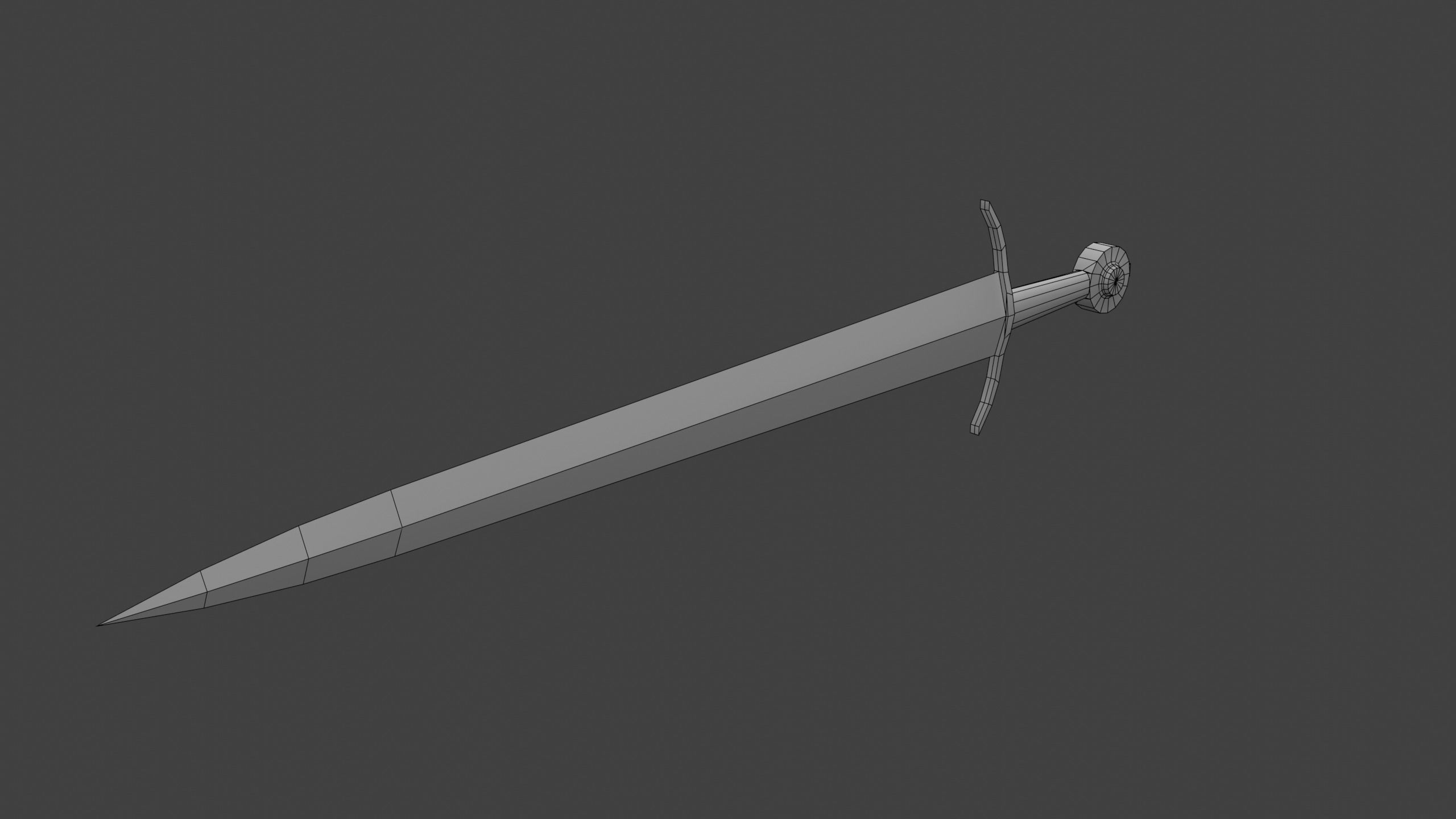 Short One-Handed Sword Broadsword Low-poly 3D model_9