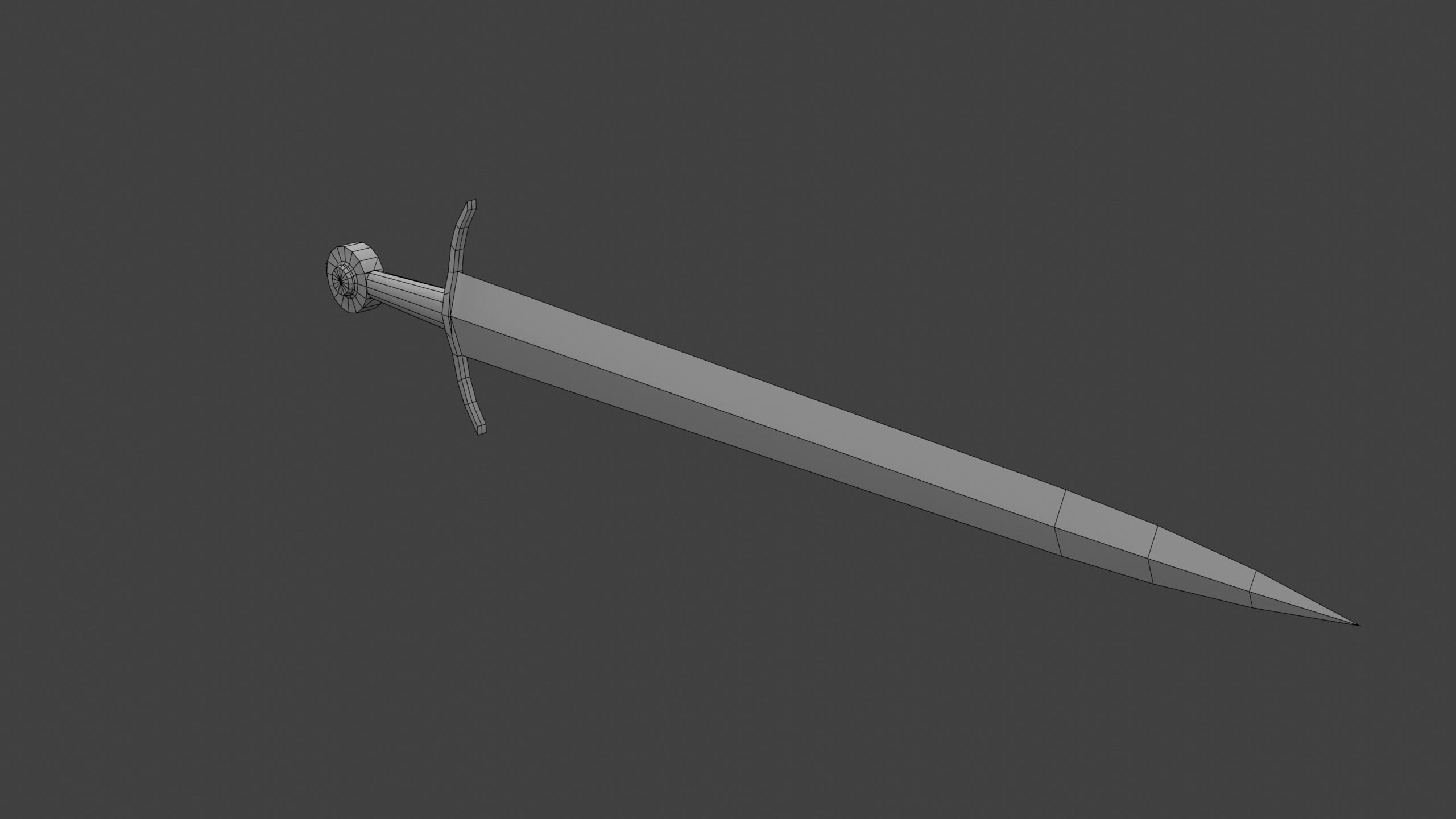 Short One-Handed Sword Broadsword Low-poly 3D model_8