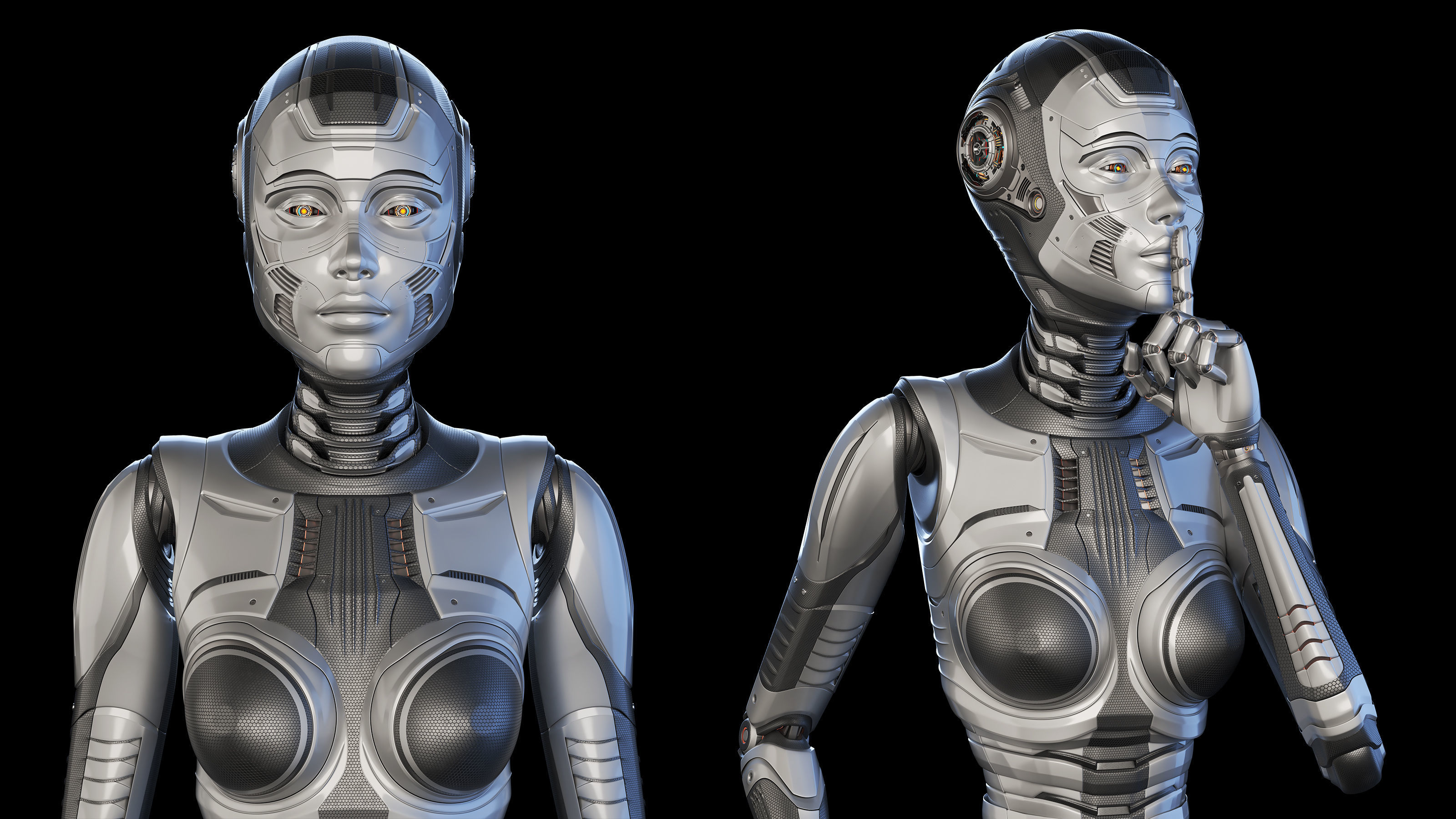 FUTURISTIC ROBOT WOMAN  - Advanced Edition - RIGGED  3D model_12