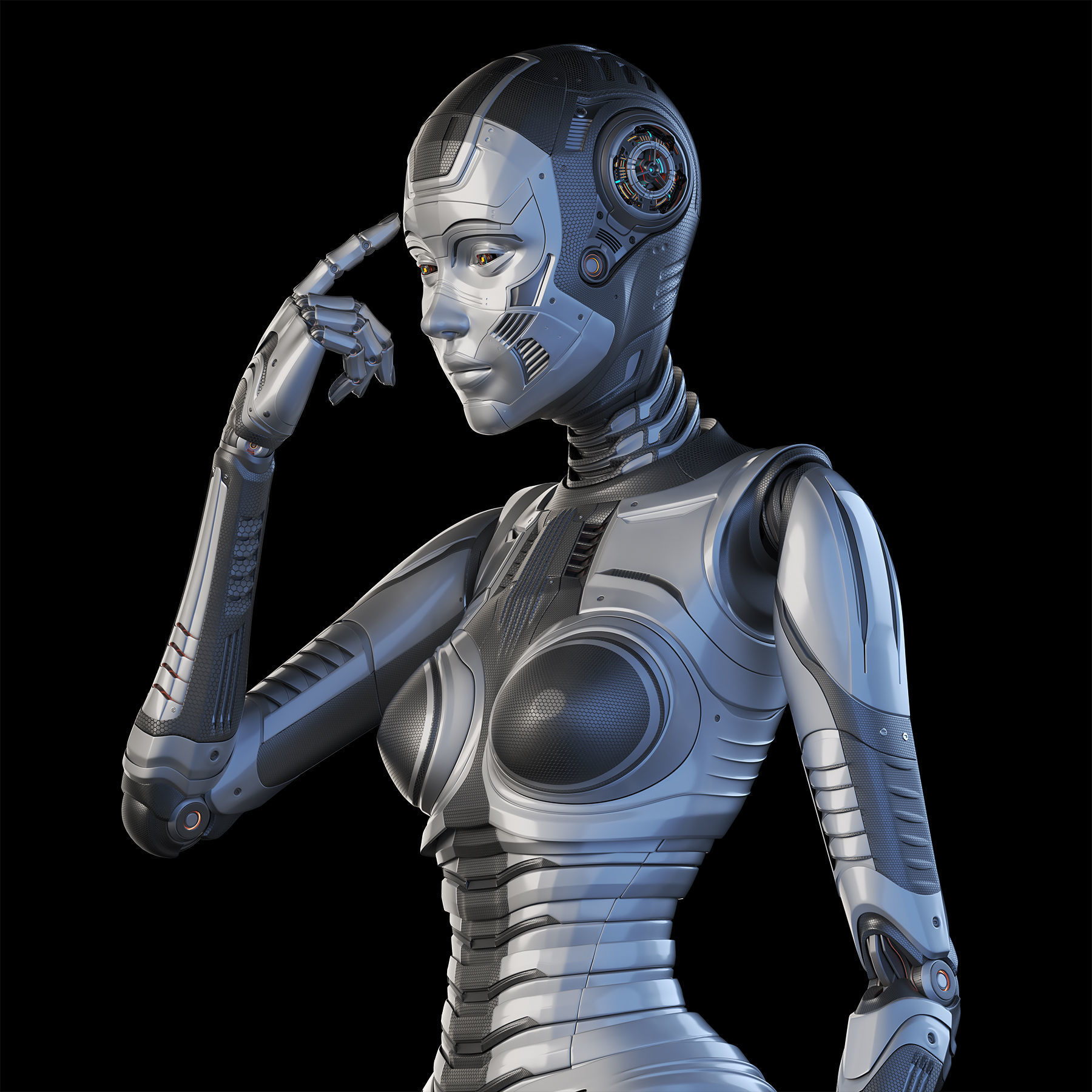 FUTURISTIC ROBOT WOMAN  - Advanced Edition - RIGGED  3D model_7