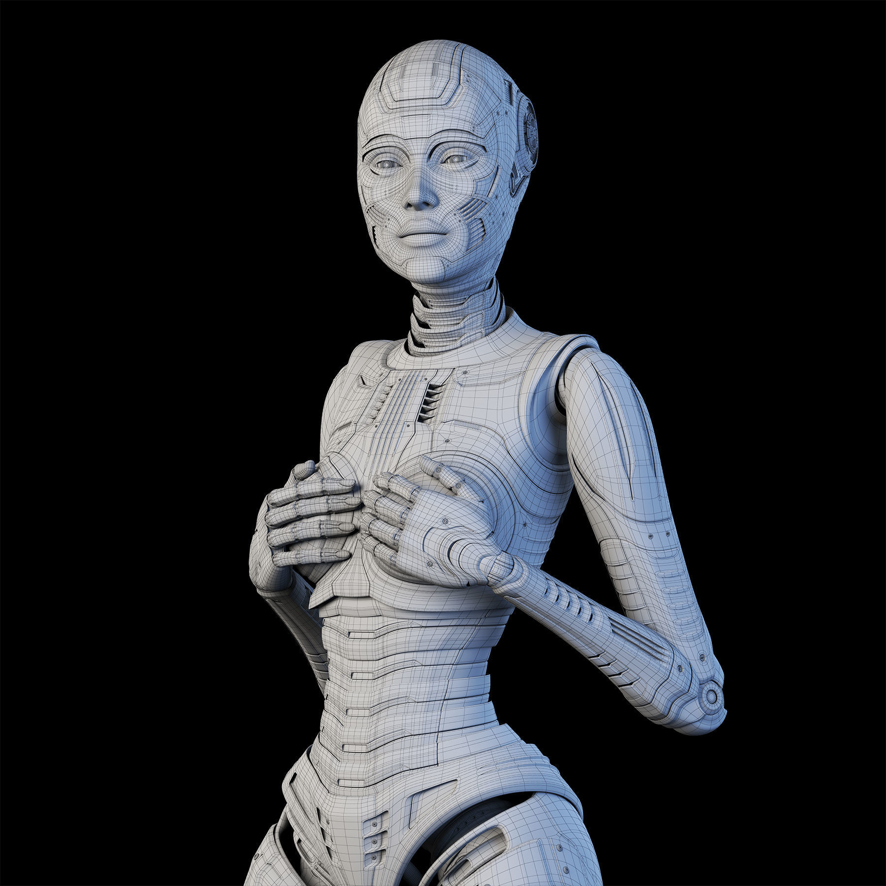FUTURISTIC ROBOT WOMAN  - Advanced Edition - RIGGED  3D model_19