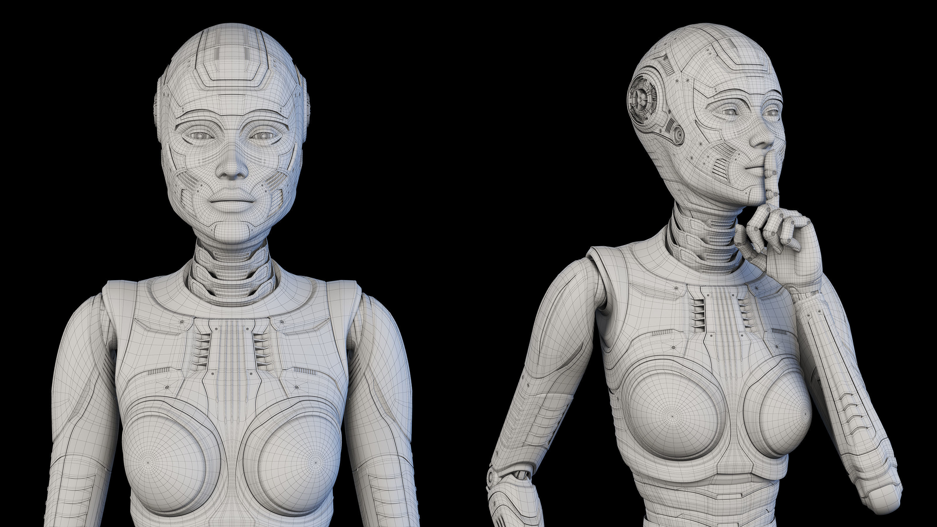 FUTURISTIC ROBOT WOMAN  - Advanced Edition - RIGGED  3D model_14