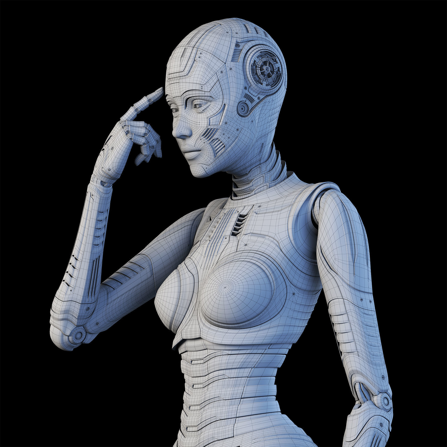 FUTURISTIC ROBOT WOMAN  - Advanced Edition - RIGGED  3D model_21