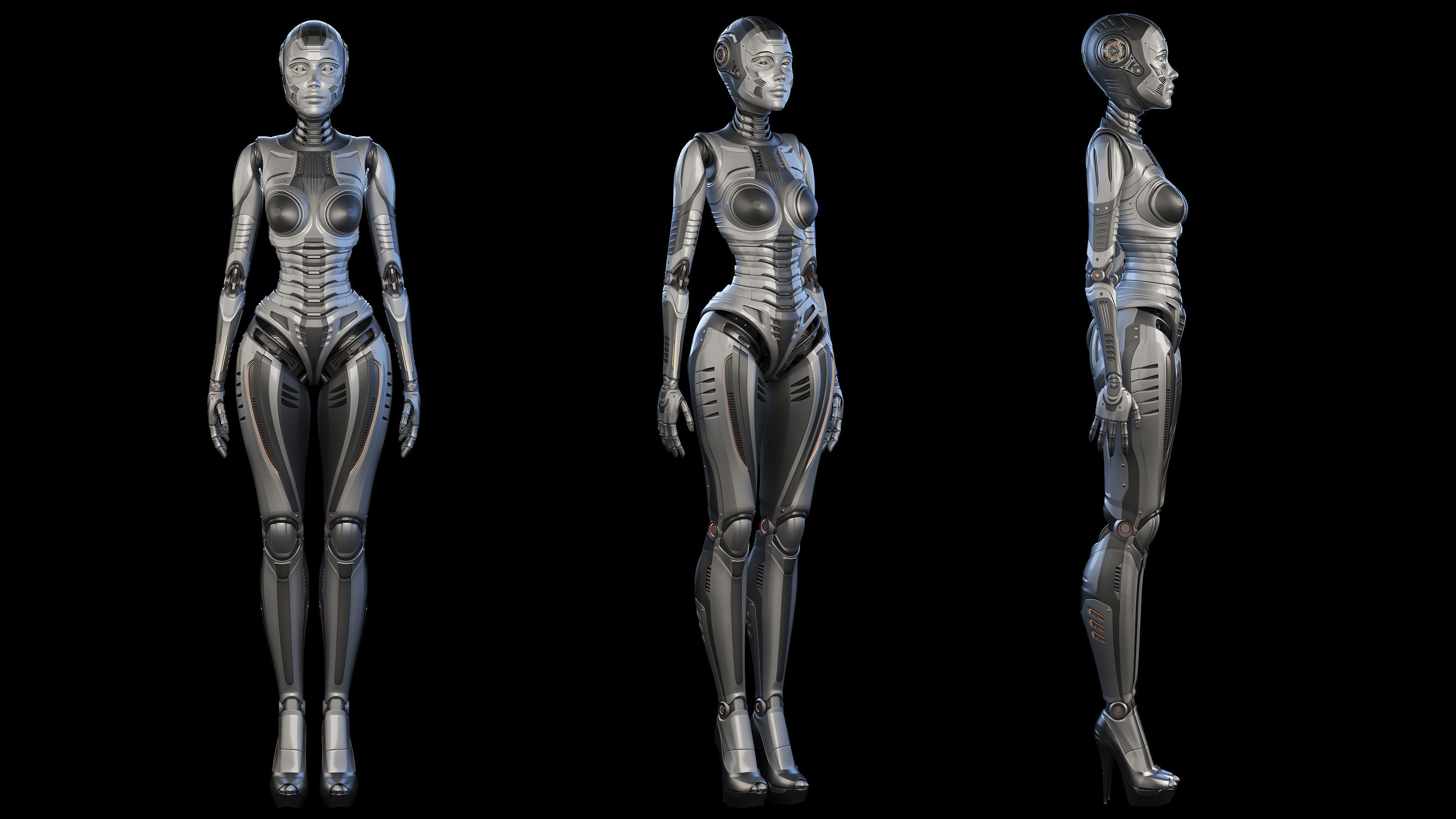 FUTURISTIC ROBOT WOMAN  - Advanced Edition - RIGGED  3D model_17
