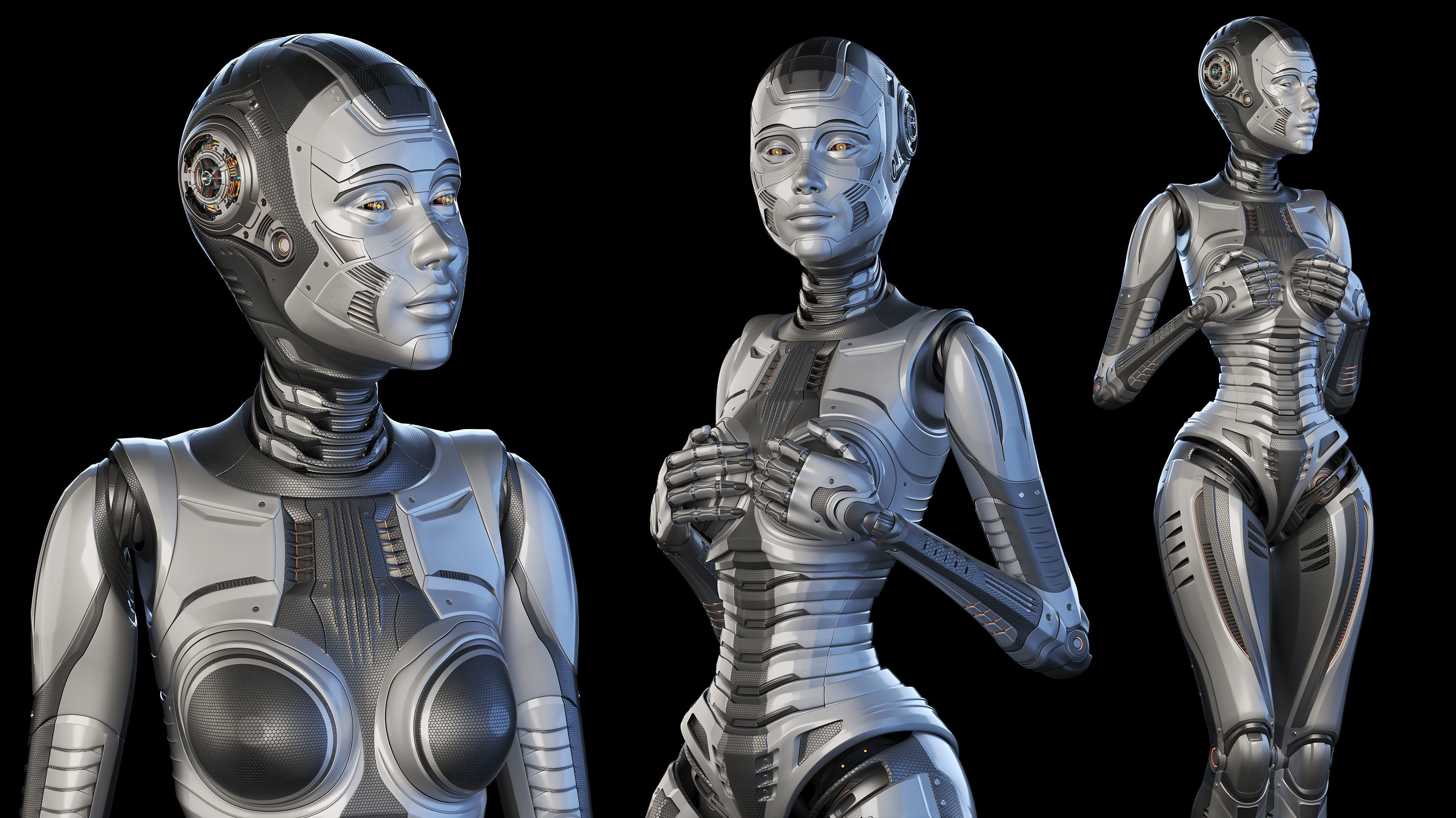 FUTURISTIC ROBOT WOMAN  - Advanced Edition - RIGGED  3D model_1