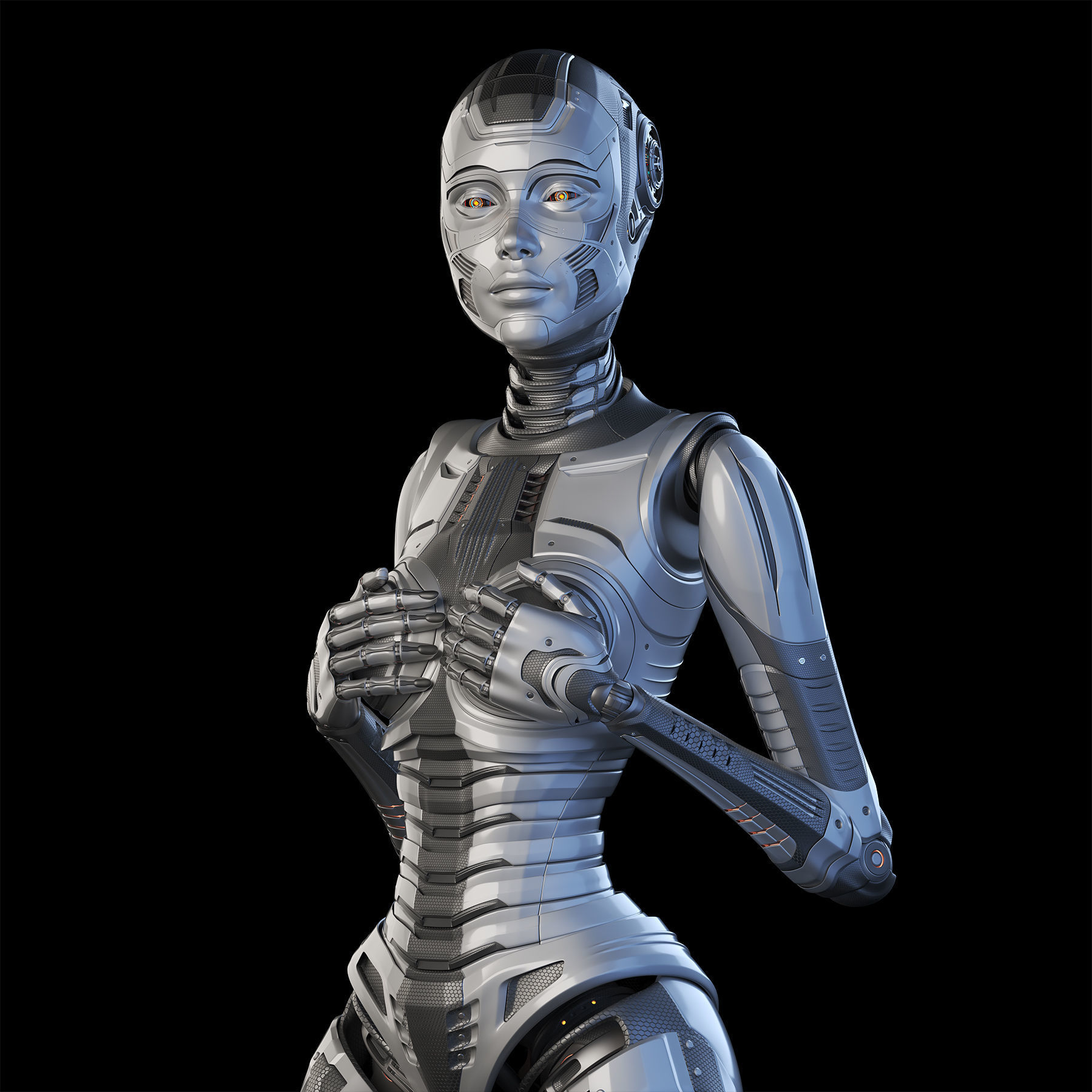 FUTURISTIC ROBOT WOMAN  - Advanced Edition - RIGGED  3D model_5