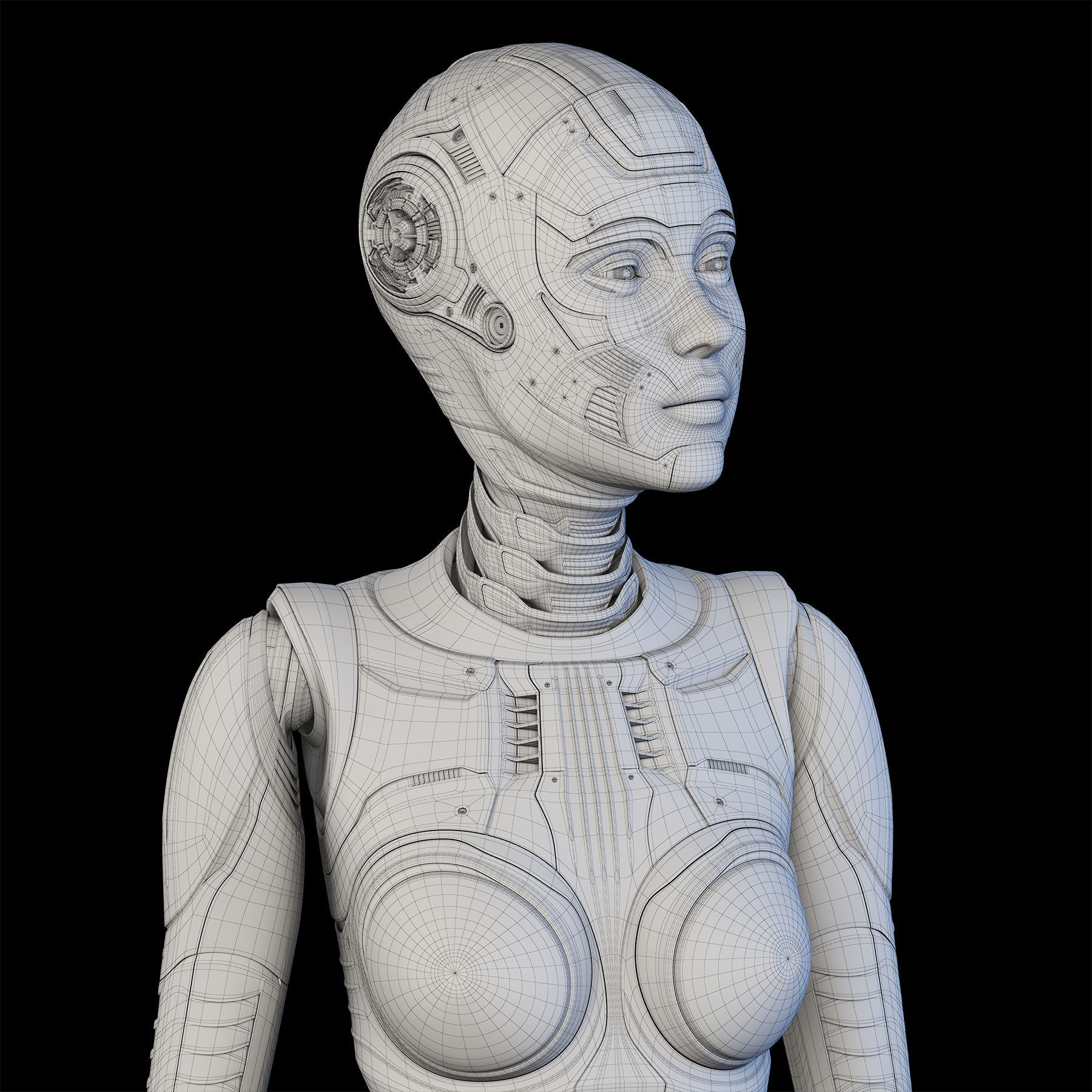 FUTURISTIC ROBOT WOMAN  - Advanced Edition - RIGGED  3D model_9