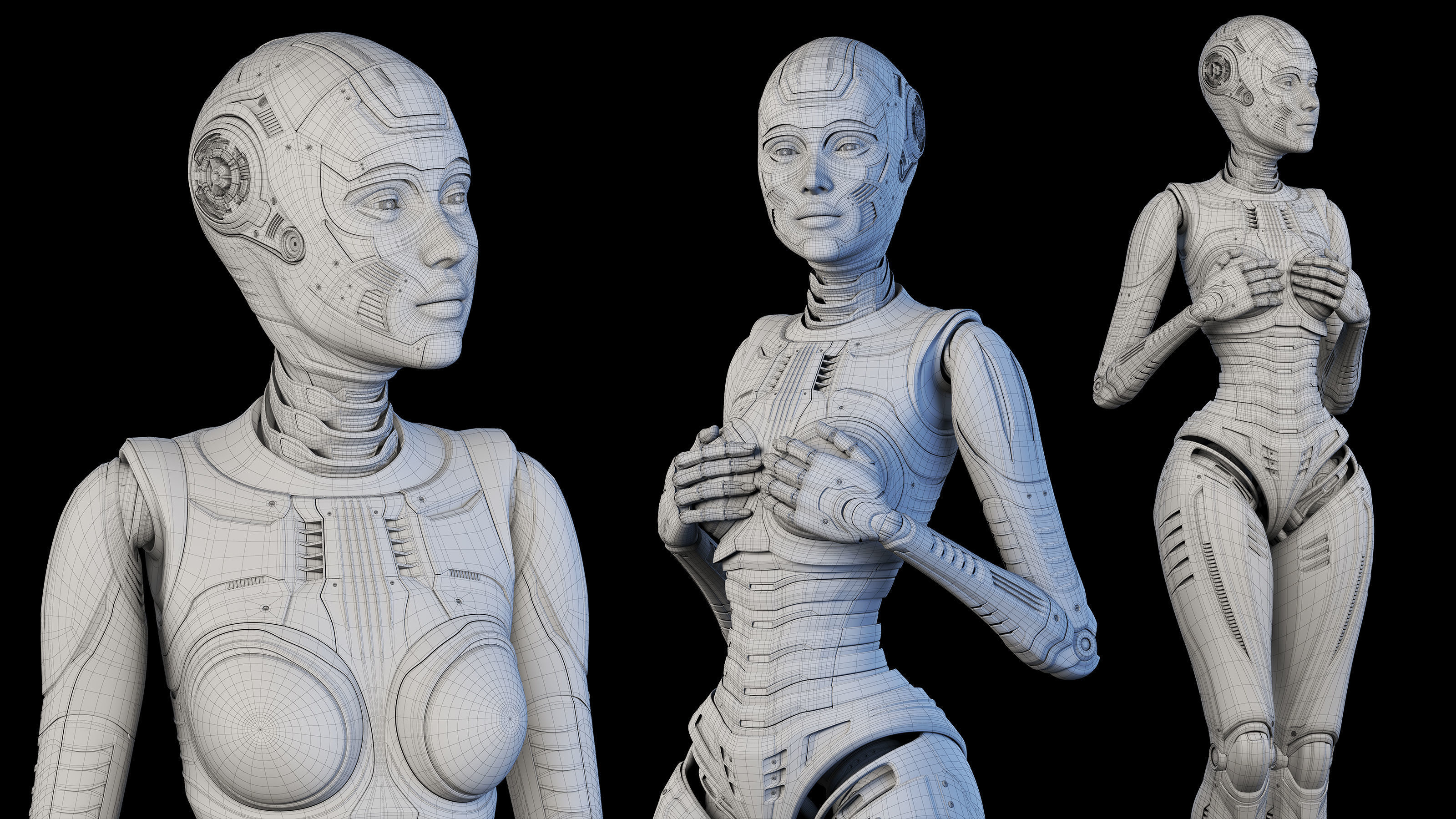 FUTURISTIC ROBOT WOMAN  - Advanced Edition - RIGGED  3D model_10