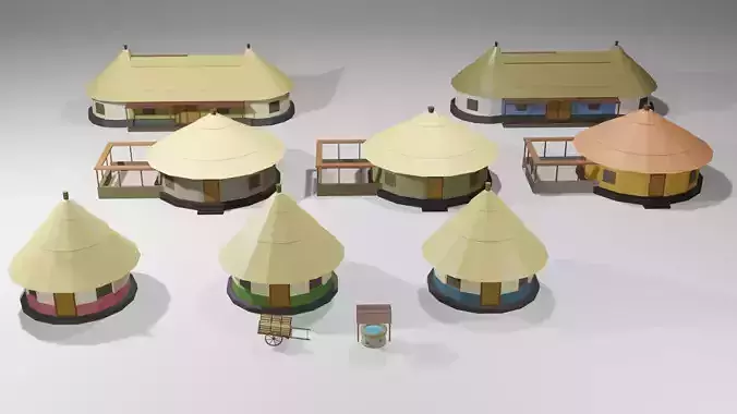 Rural Village - Low poly Assets Low-Poly 3D models 