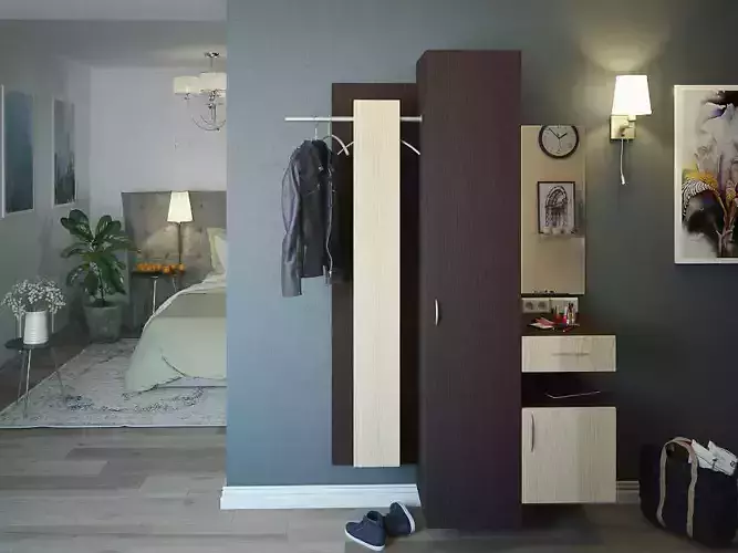 model hallway bedroom with wardrobe and dresser 3D model