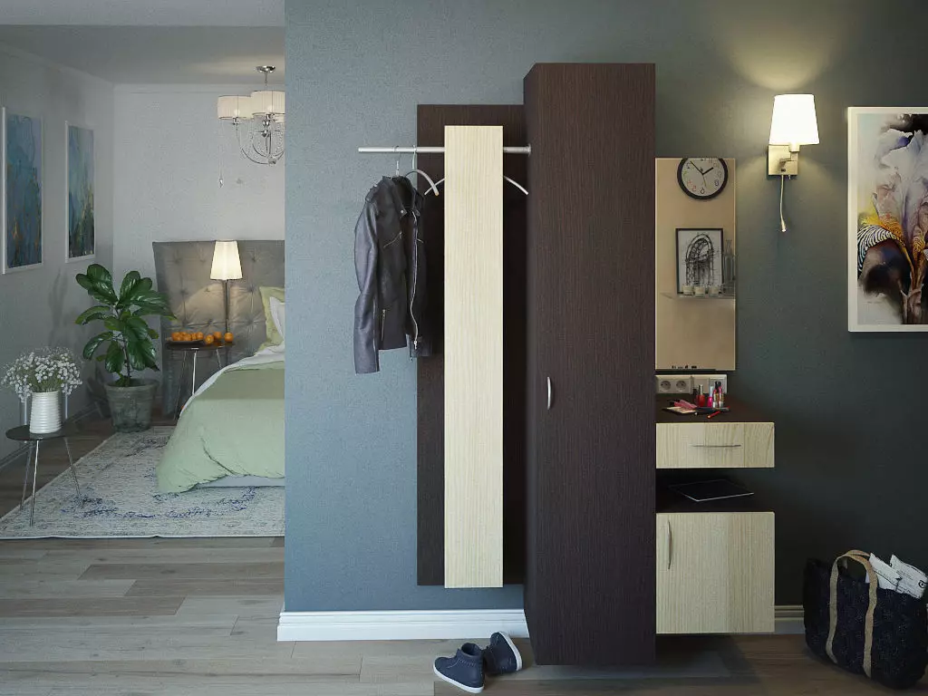 model hallway bedroom with wardrobe and dresser 3D model_0