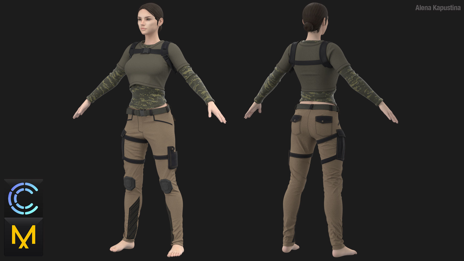 Tactical female outfit  Marvelous Designer project 3D model_2
