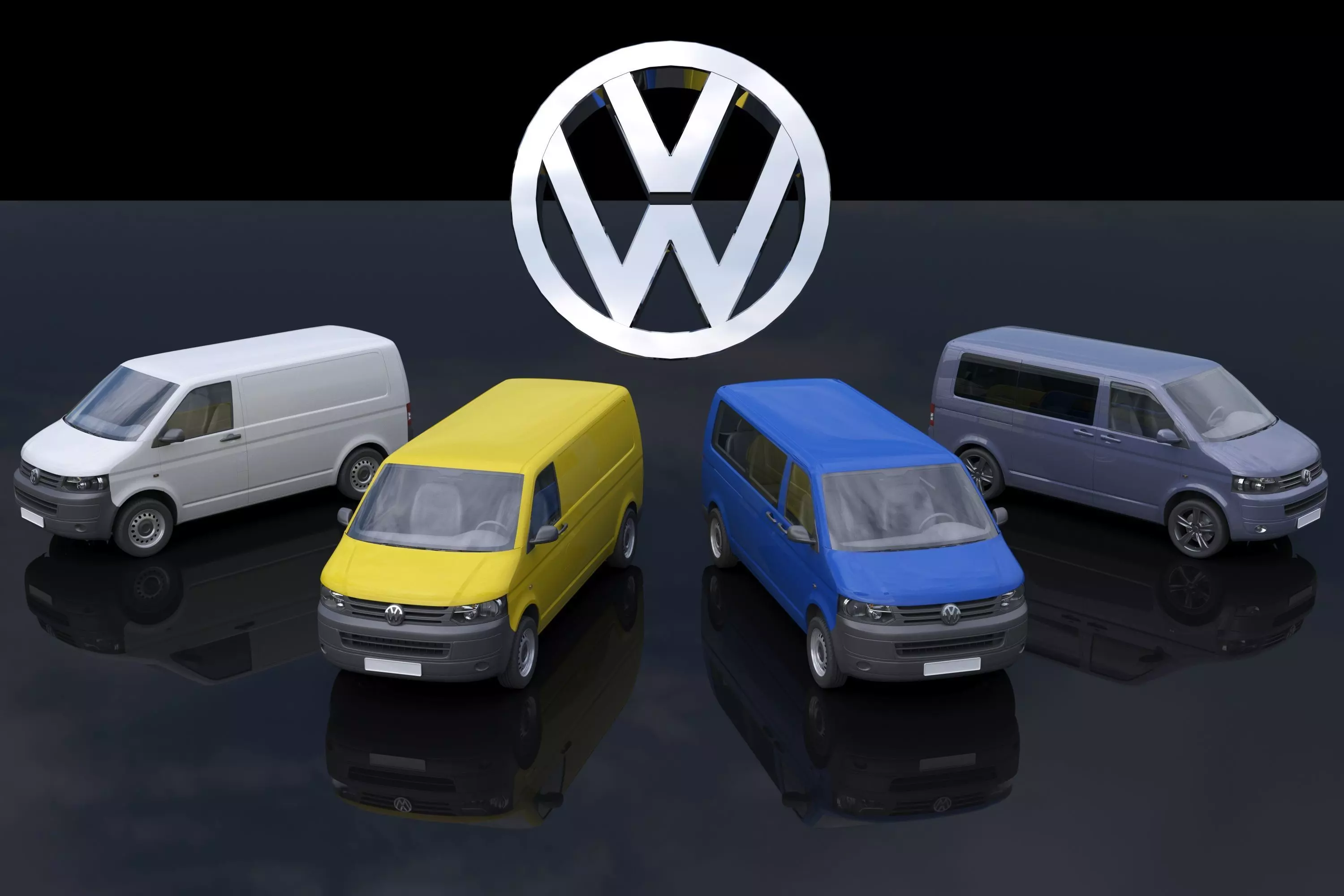 VW Multivan Transporter T5 3D Model Collection_0