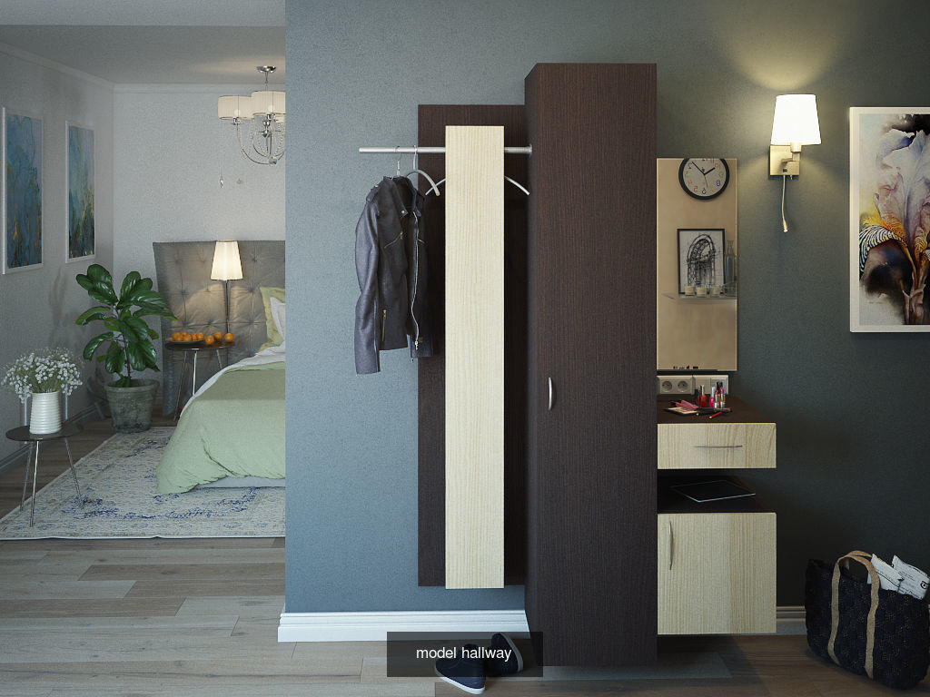wardrobe with mirror and hangers 3D Model Collection_3