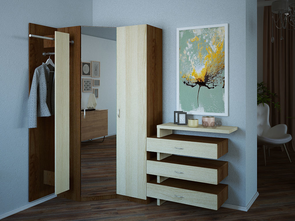 wardrobe with mirror and hangers 3D Model Collection_9