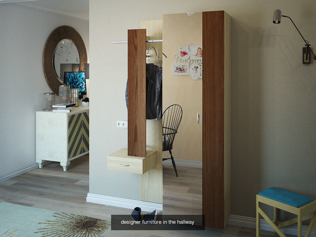 wardrobe with mirror and hangers 3D Model Collection_4