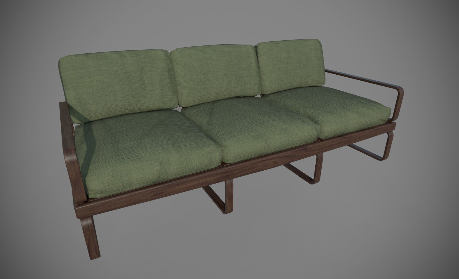 Sofa - Retro 1970s style sofa and chair Low-poly 3D model_5
