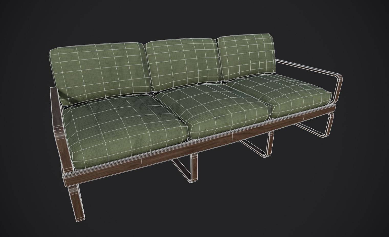 Sofa - Retro 1970s style sofa and chair Low-poly 3D model_6