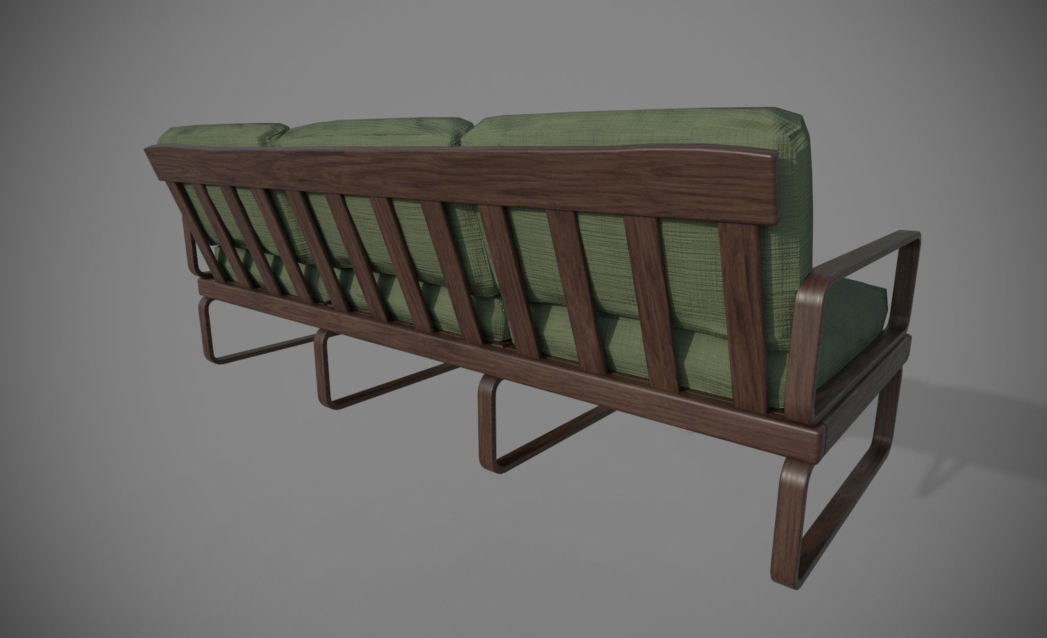 Sofa - Retro 1970s style sofa and chair Low-poly 3D model_9