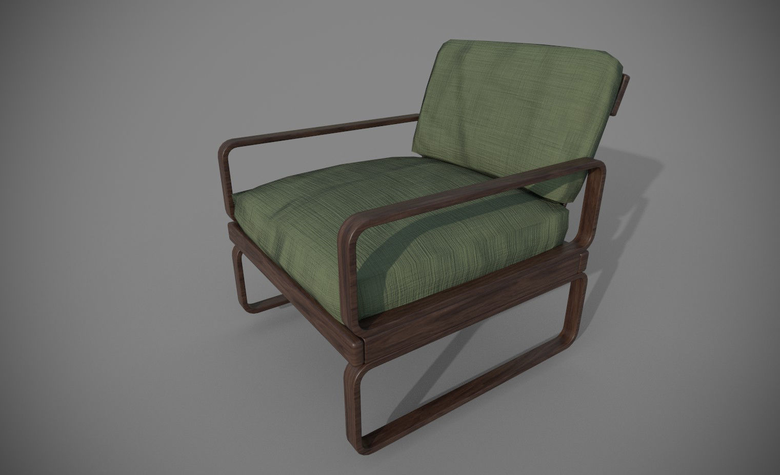 Sofa - Retro 1970s style sofa and chair Low-poly 3D model_2