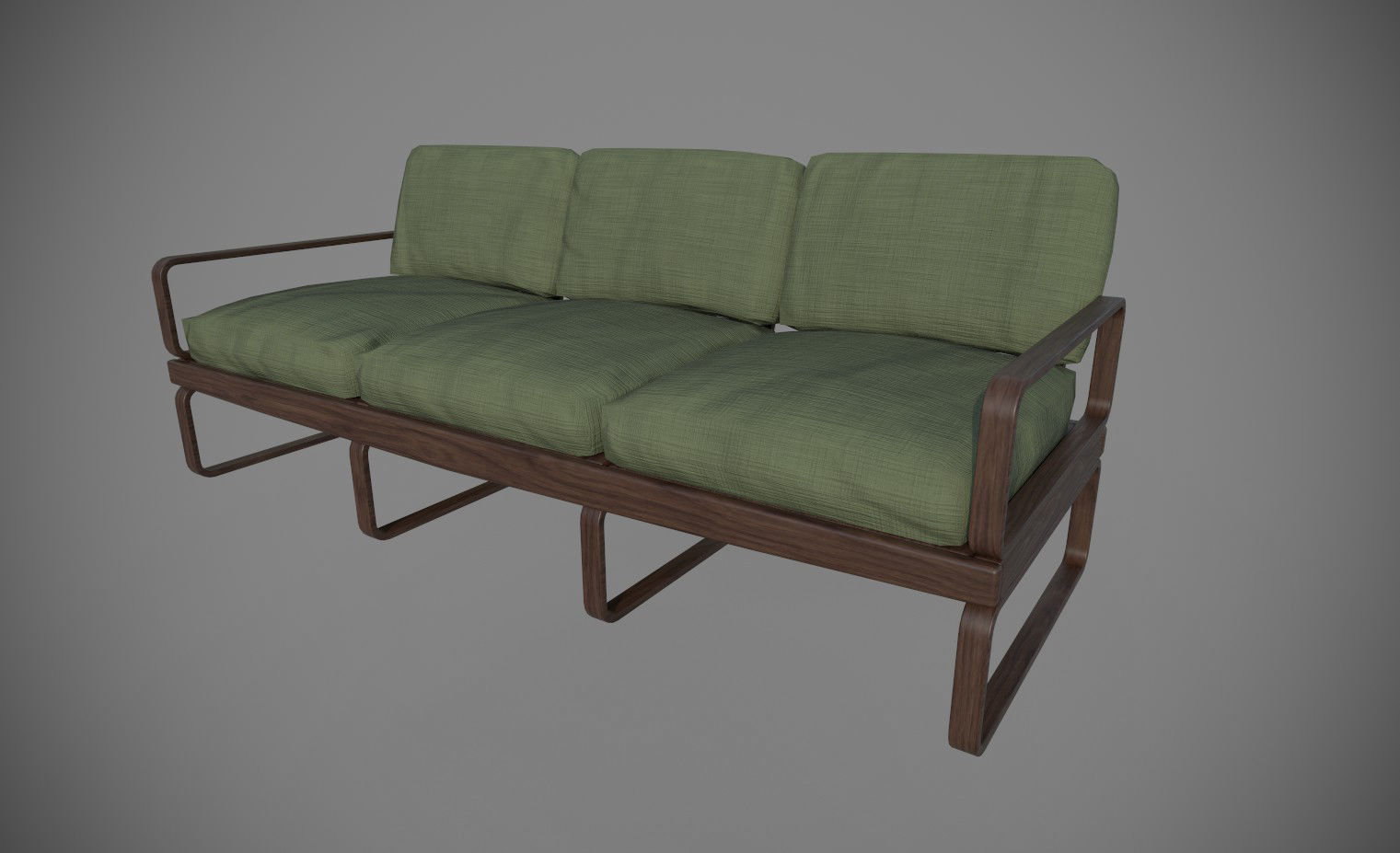 Sofa - Retro 1970s style sofa and chair Low-poly 3D model_8