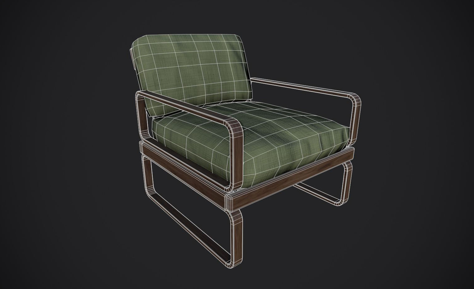 Sofa - Retro 1970s style sofa and chair Low-poly 3D model_11