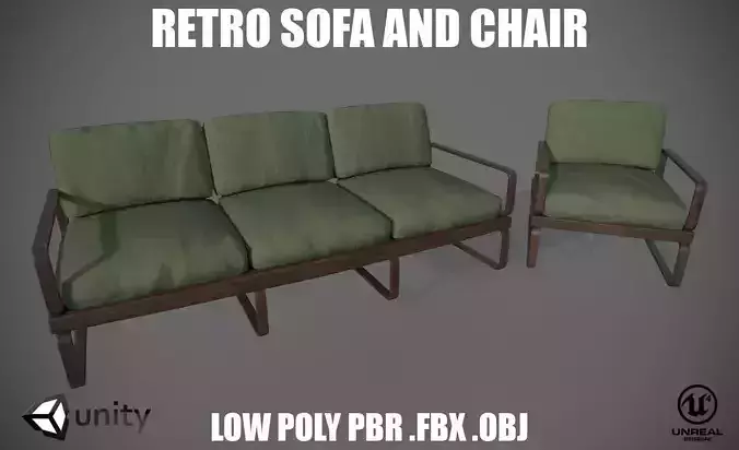Sofa - Retro 1970s style sofa and chair