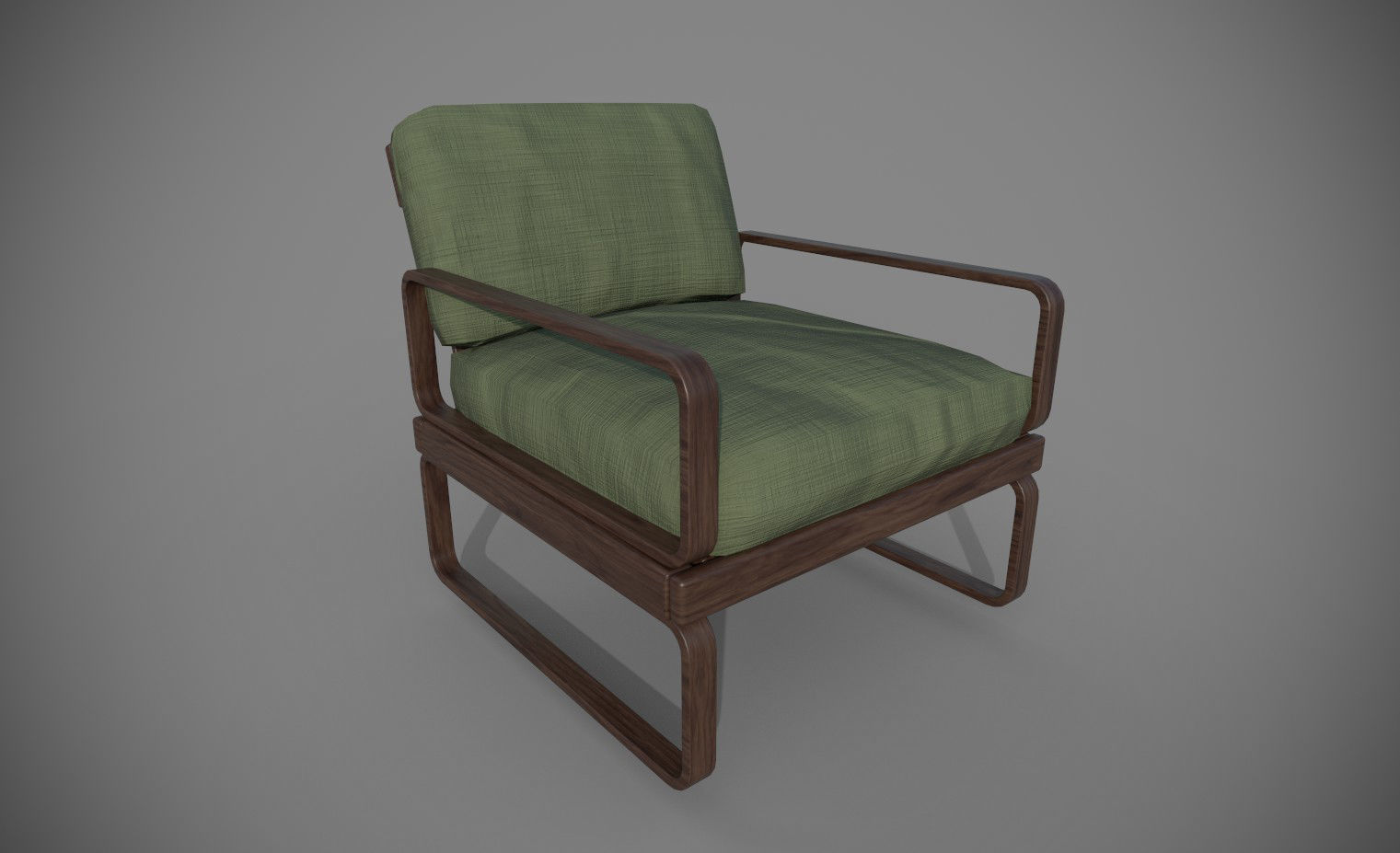Sofa - Retro 1970s style sofa and chair Low-poly 3D model_10