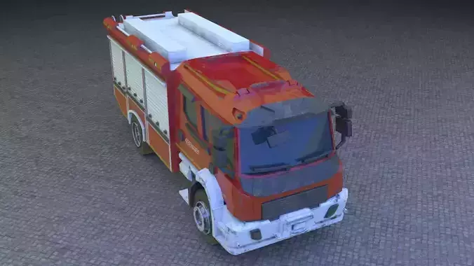 Modern fire truck Low Poly model