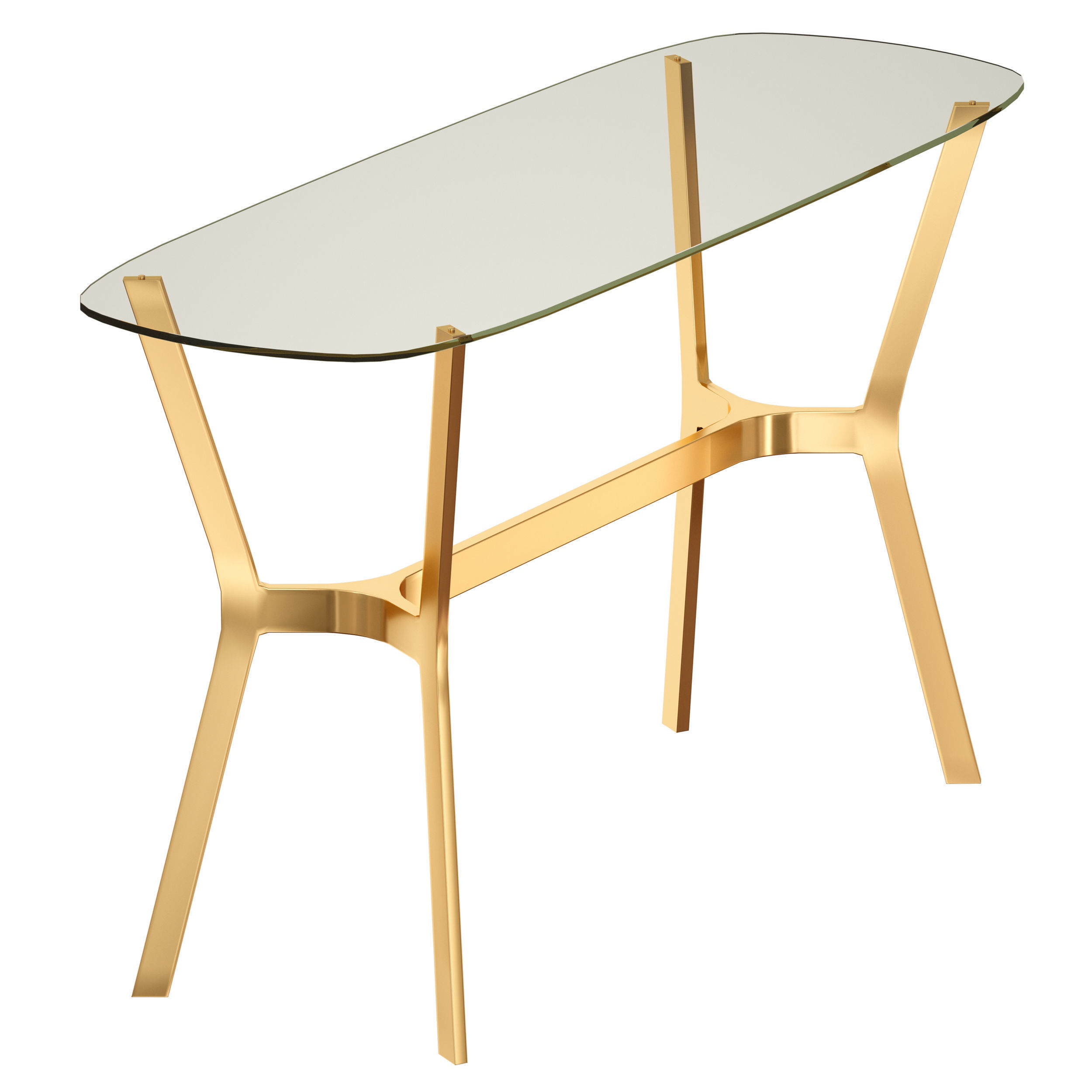 Elke Glass Console Table with Brass Base Crate and Barrel 3D model_3