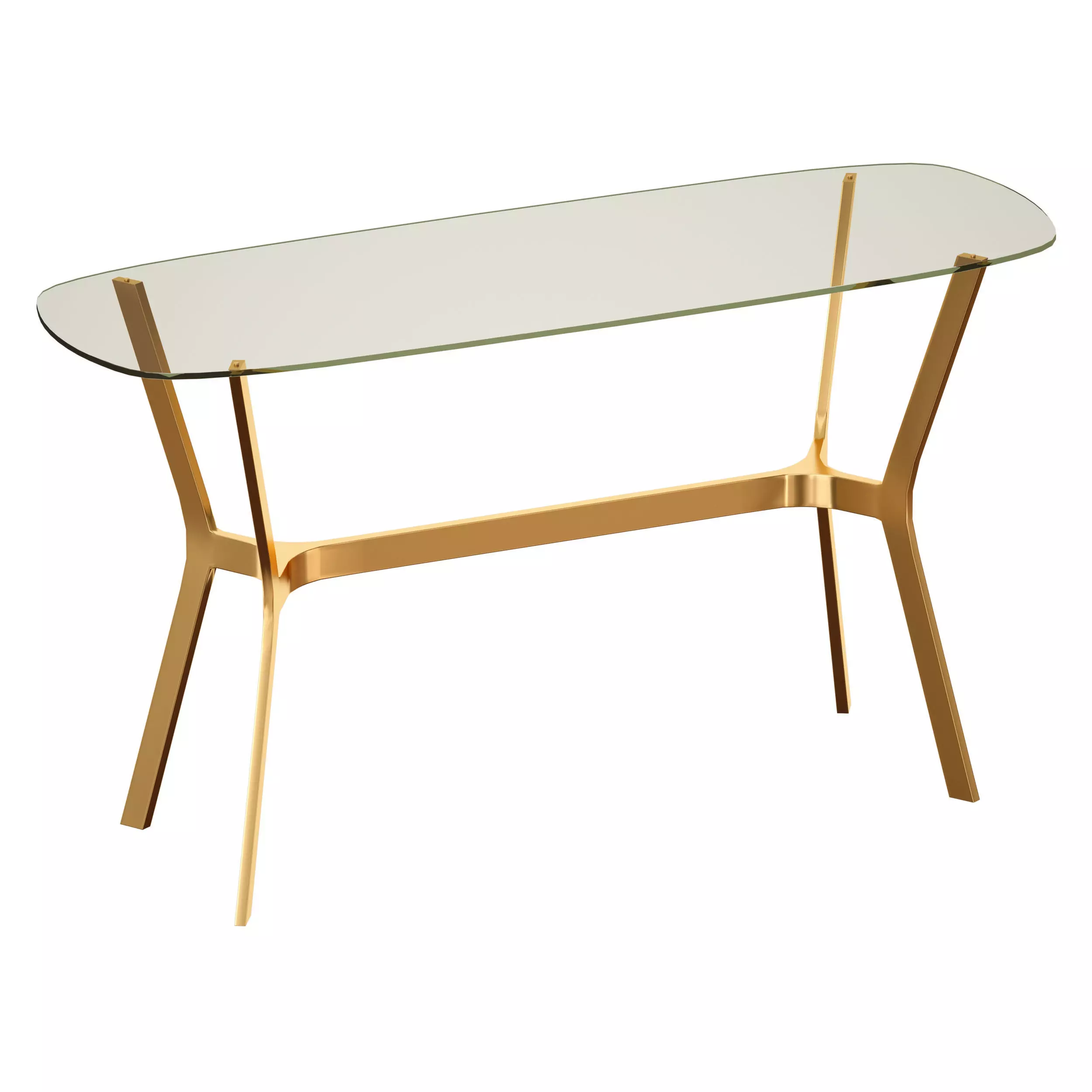 Elke Glass Console Table with Brass Base Crate and Barrel 3D model_0