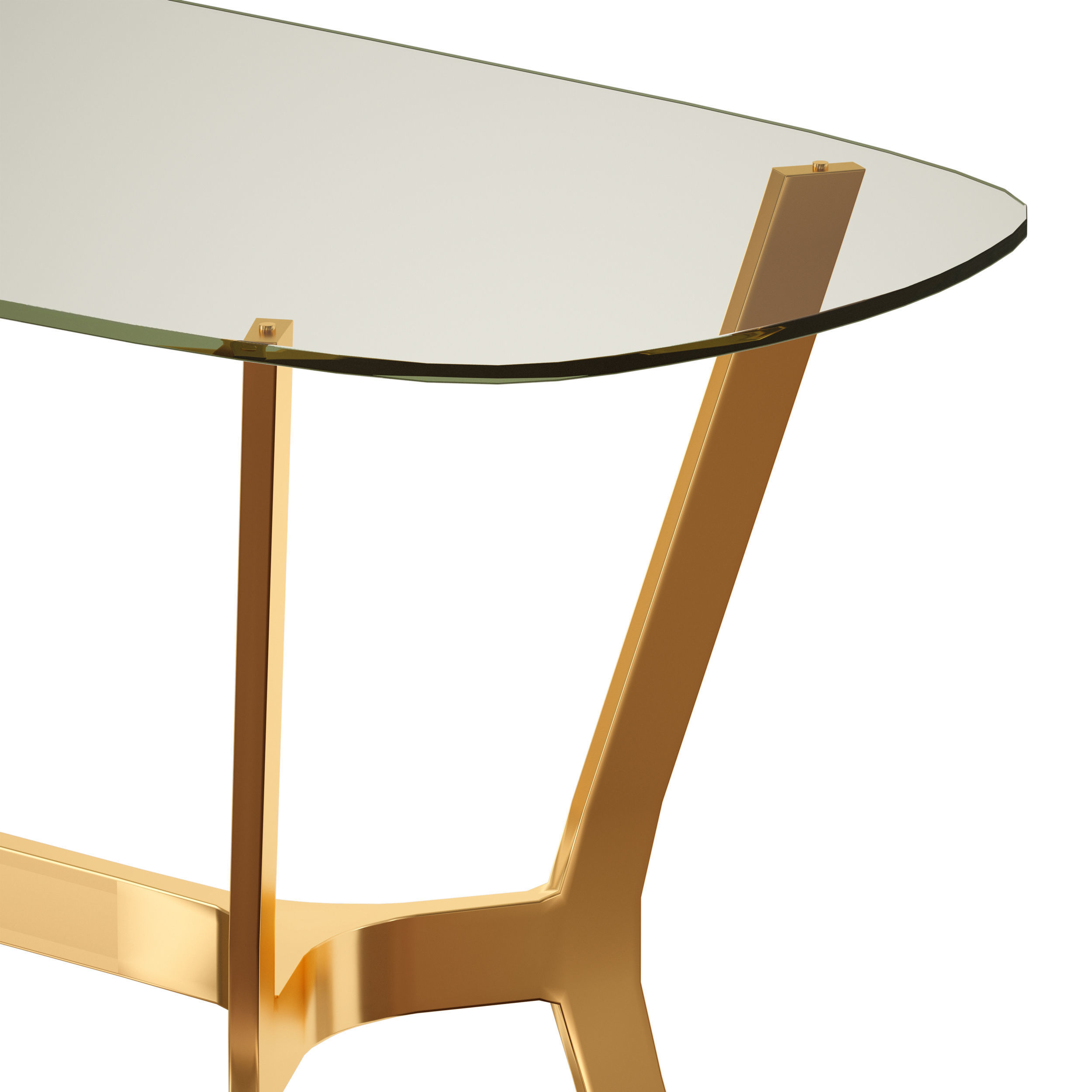 Elke Glass Console Table with Brass Base Crate and Barrel 3D model_8