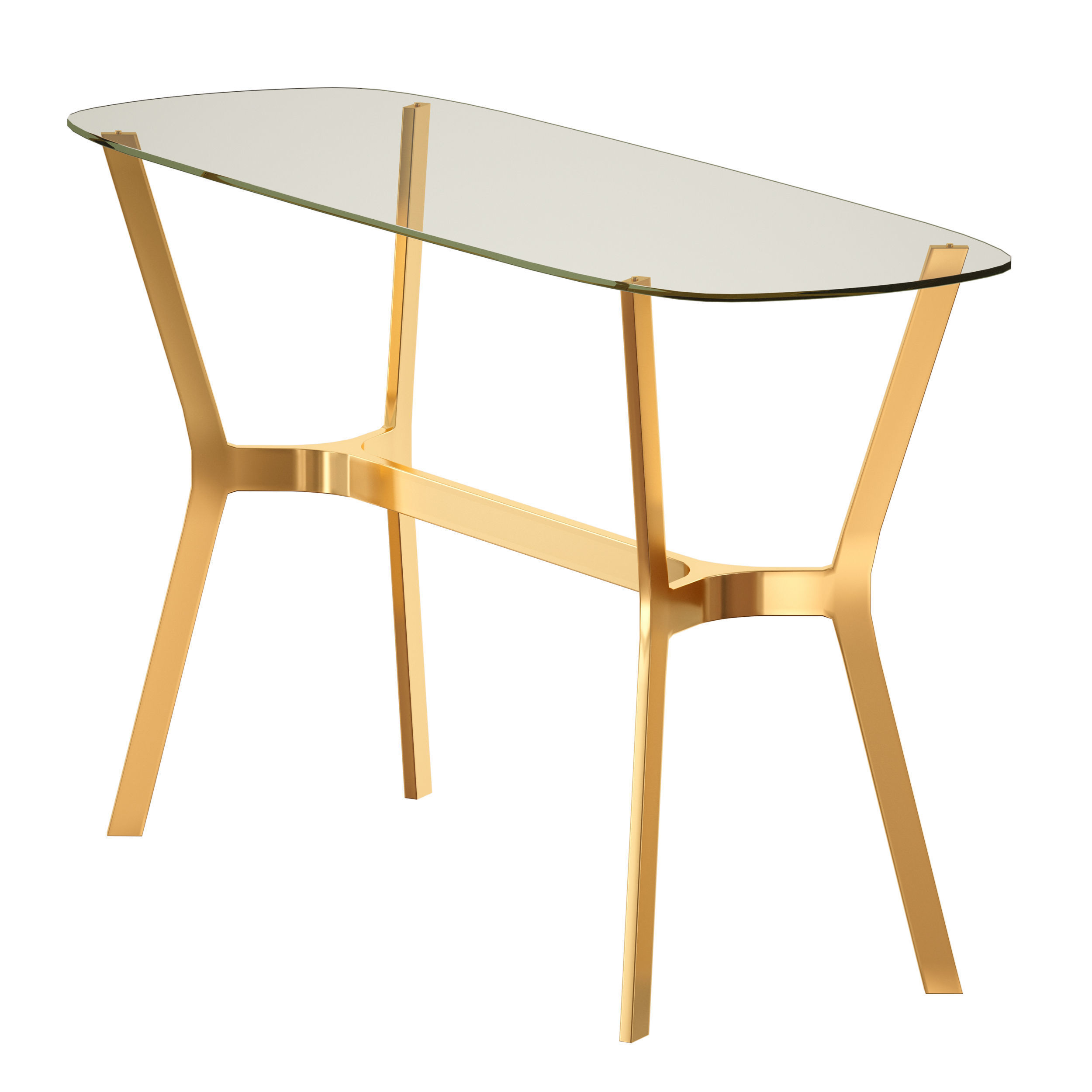 Elke Glass Console Table with Brass Base Crate and Barrel 3D model_7