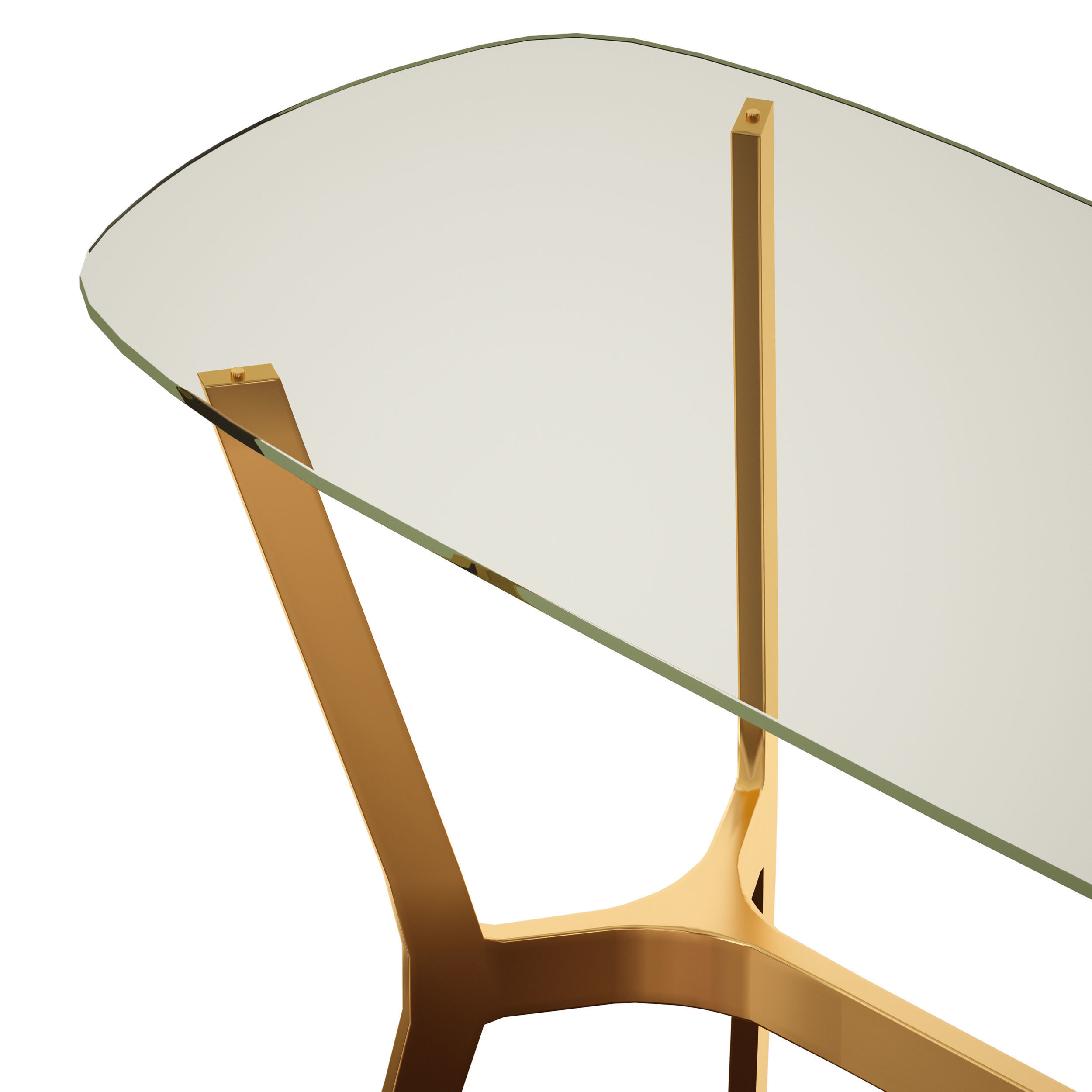 Elke Glass Console Table with Brass Base Crate and Barrel 3D model_9