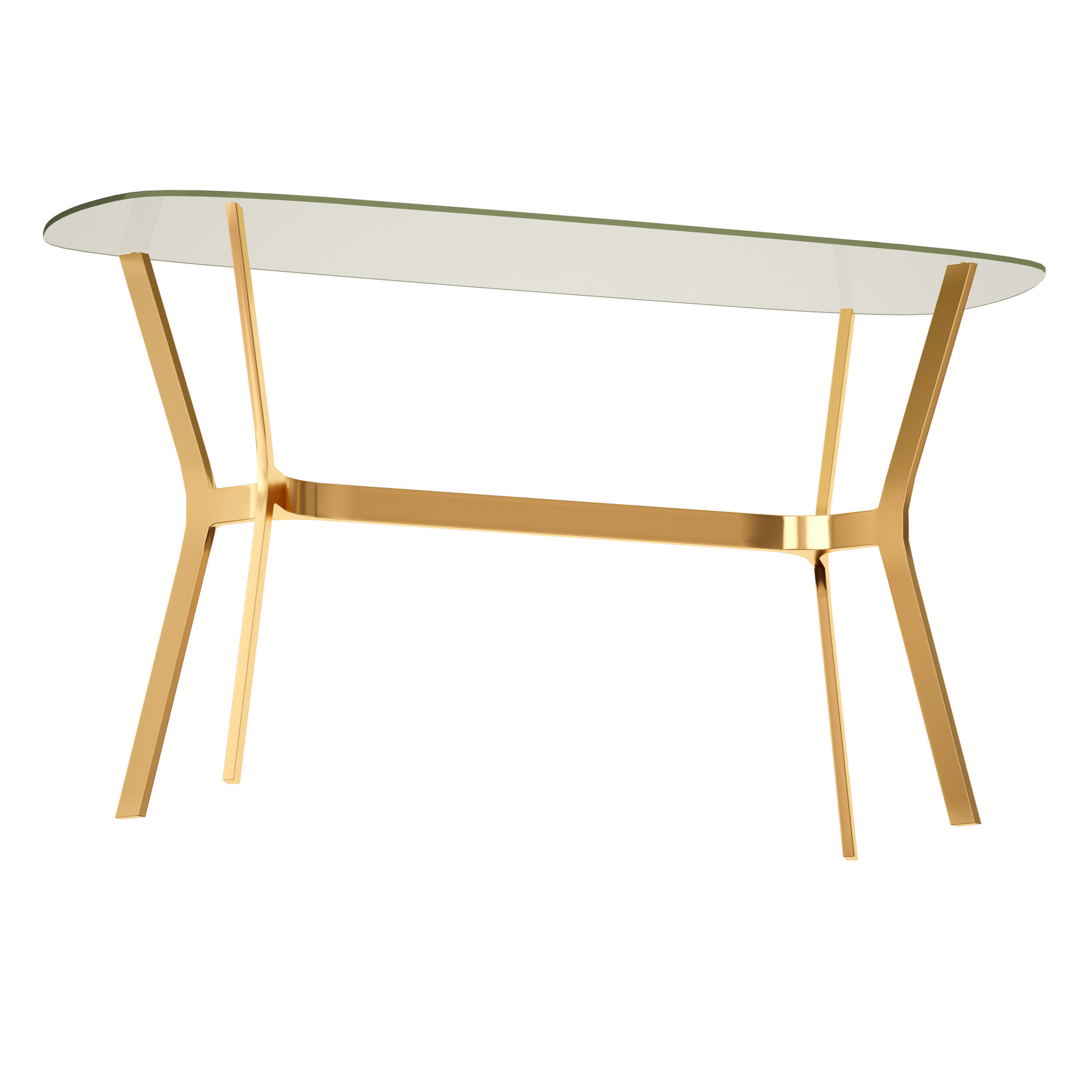 Elke Glass Console Table with Brass Base Crate and Barrel 3D model_2