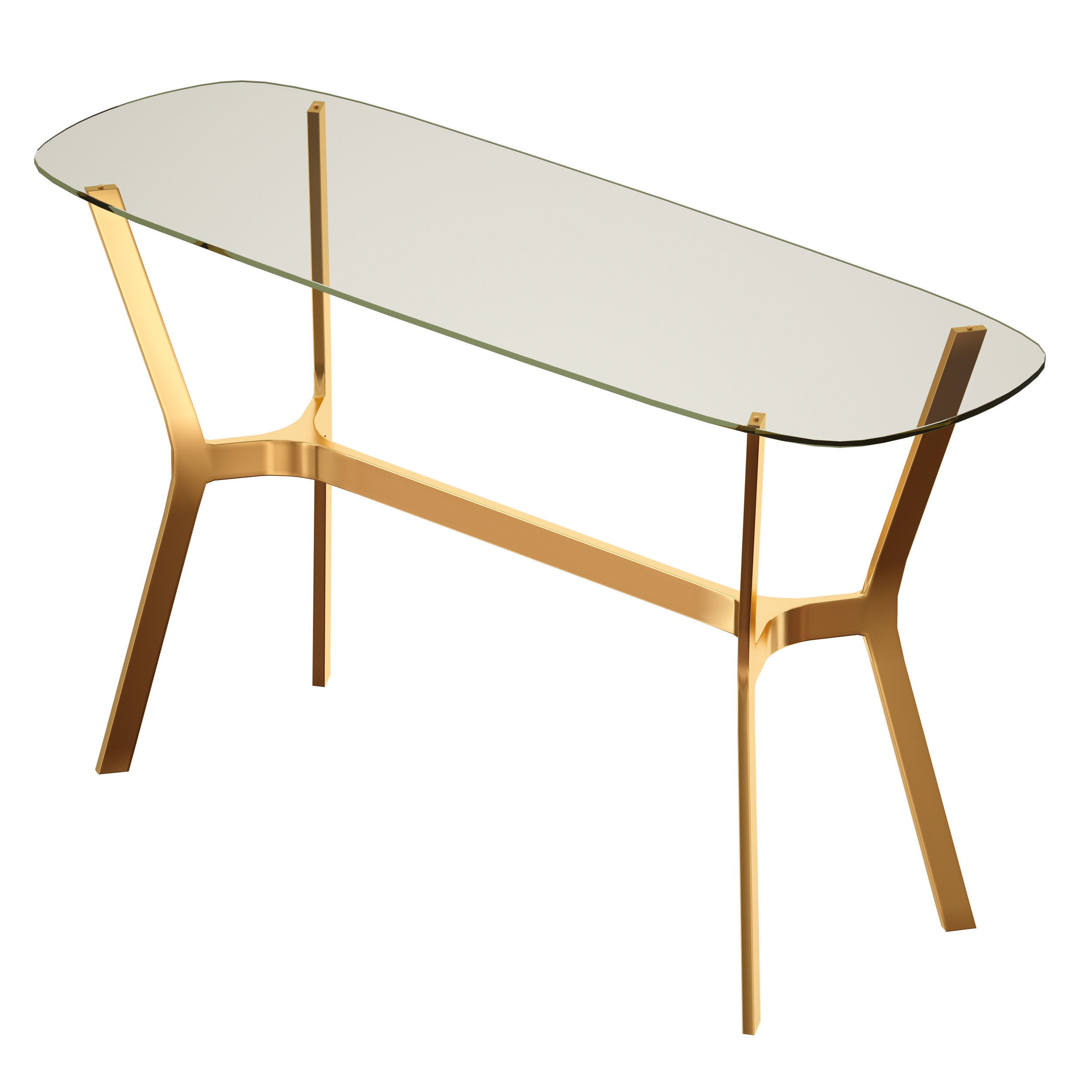 Elke Glass Console Table with Brass Base Crate and Barrel 3D model_5