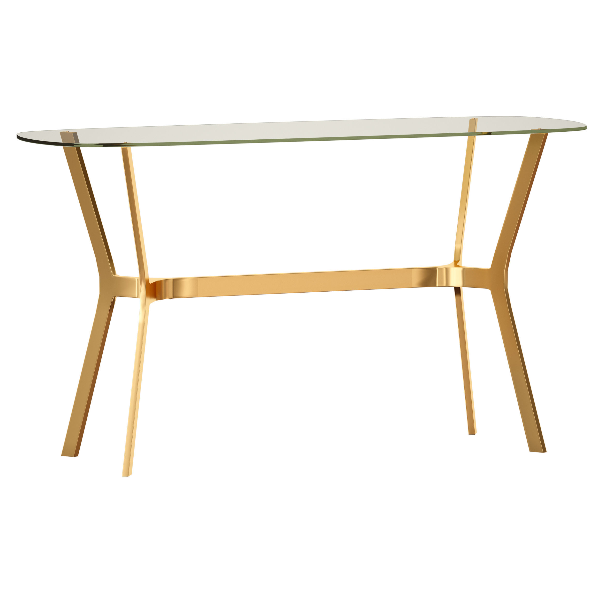 Elke Glass Console Table with Brass Base Crate and Barrel 3D model_1