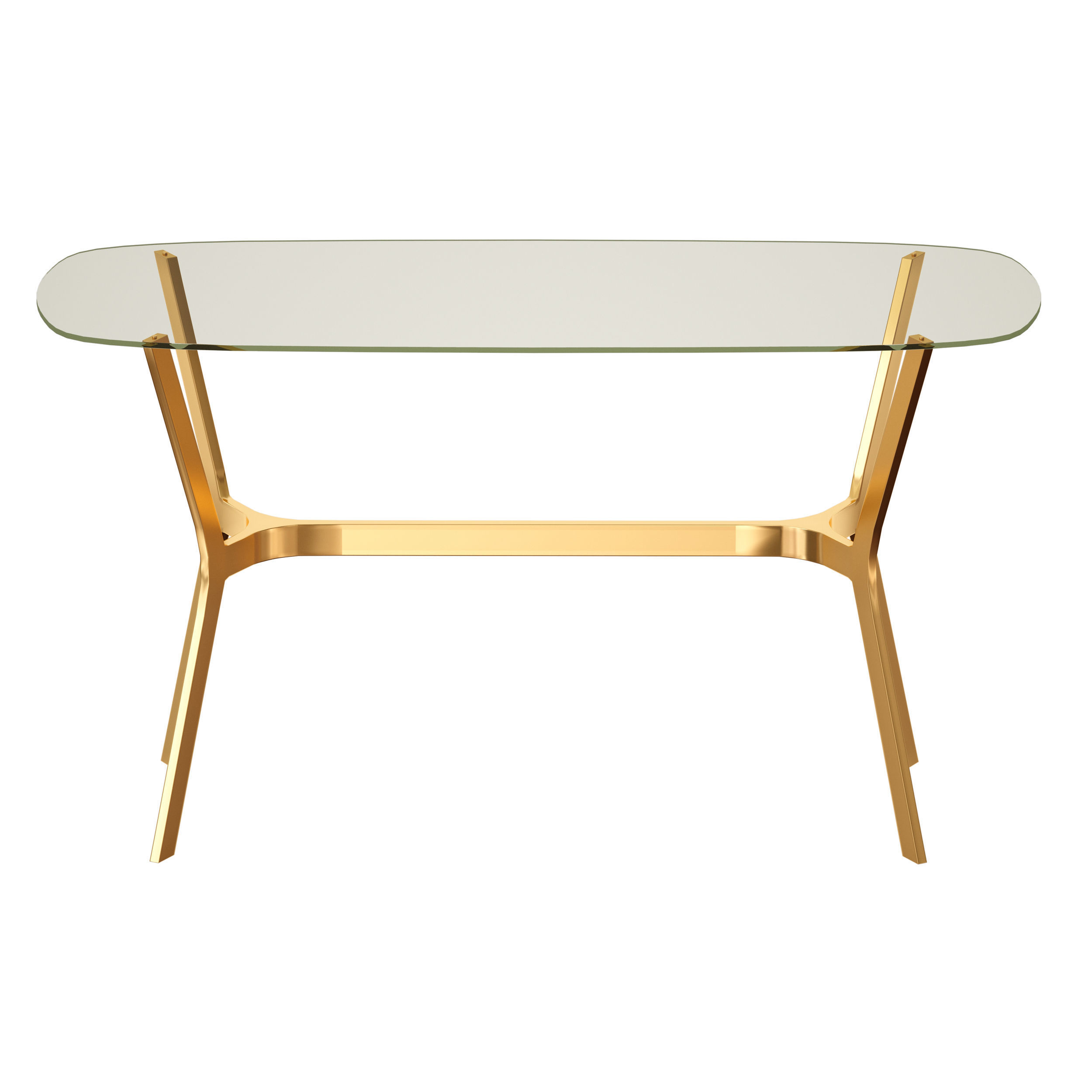 Elke Glass Console Table with Brass Base Crate and Barrel 3D model_4