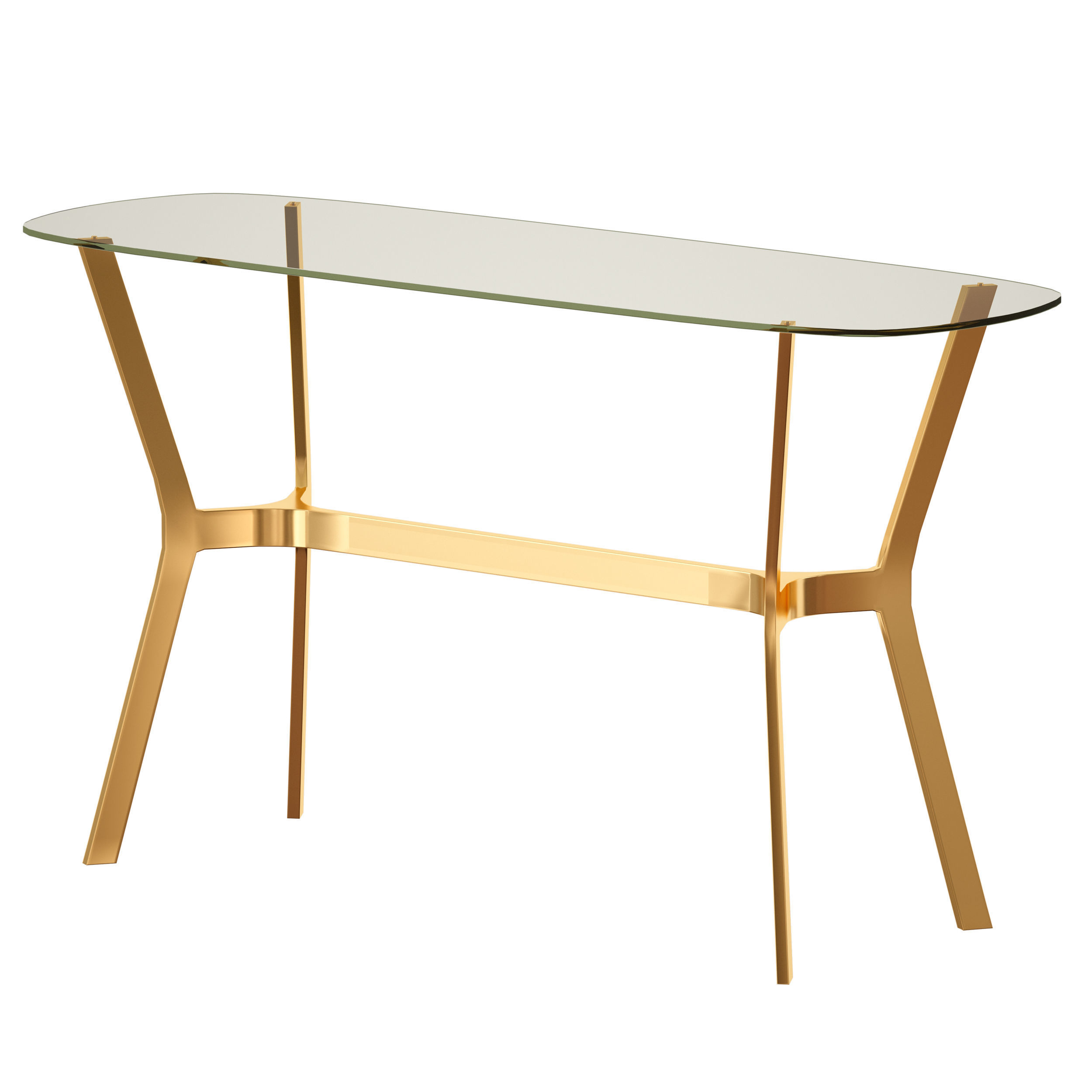Elke Glass Console Table with Brass Base Crate and Barrel 3D model_6