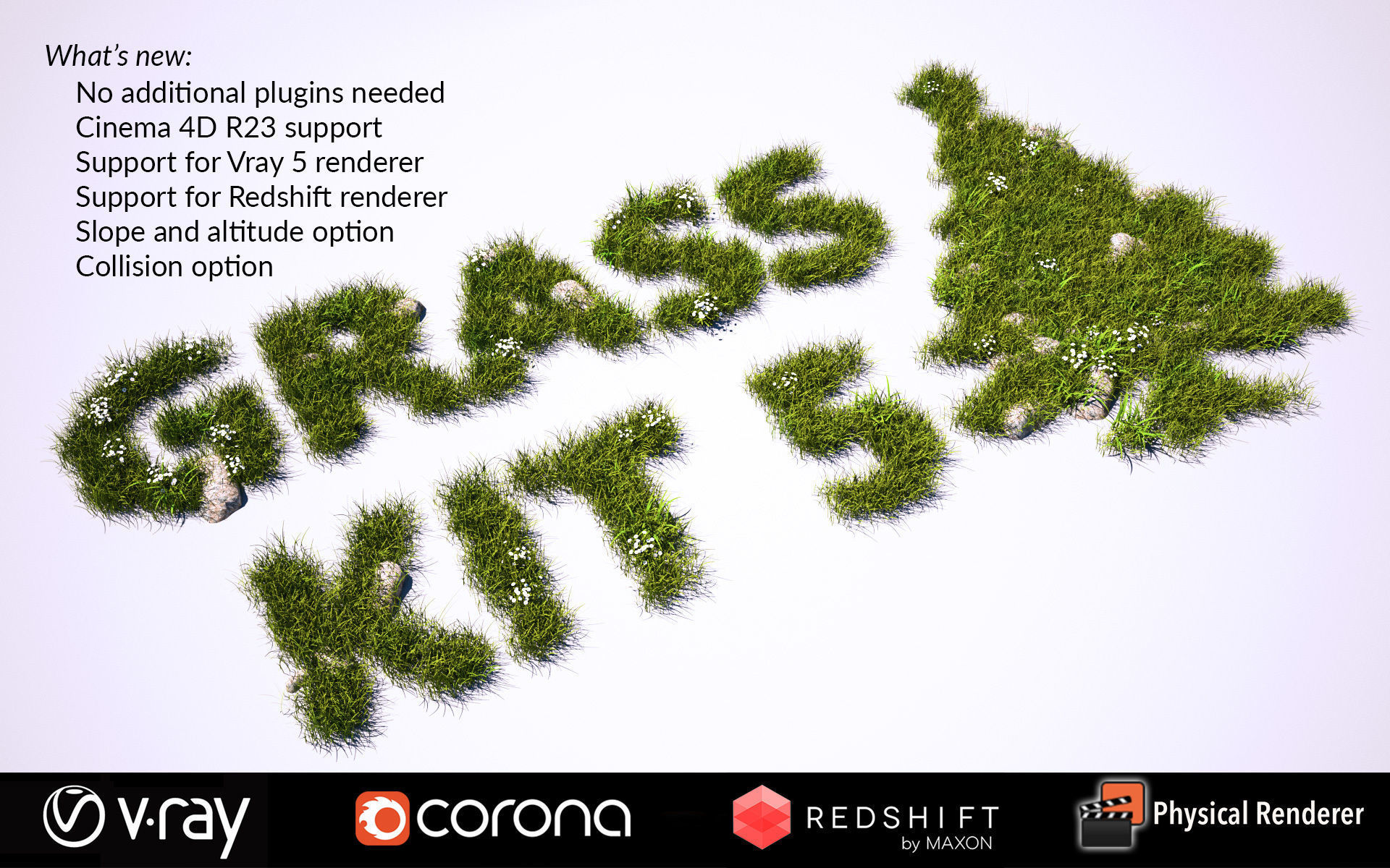 Grass Kit 5 for C4D Vray Redshift Corona Physical 3D model CGTrader