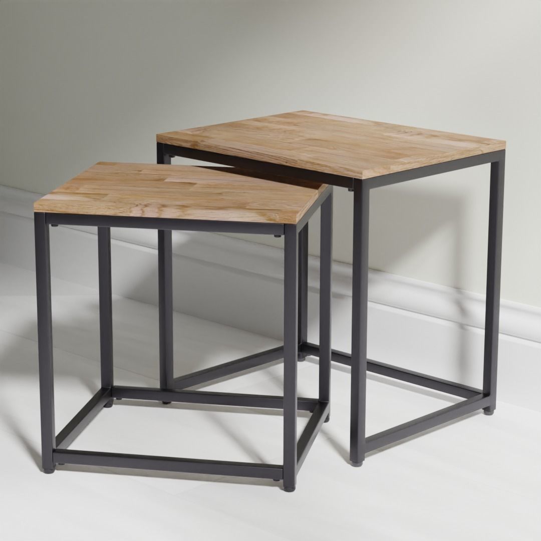 Oak Topped Nested Tables 3D model_8