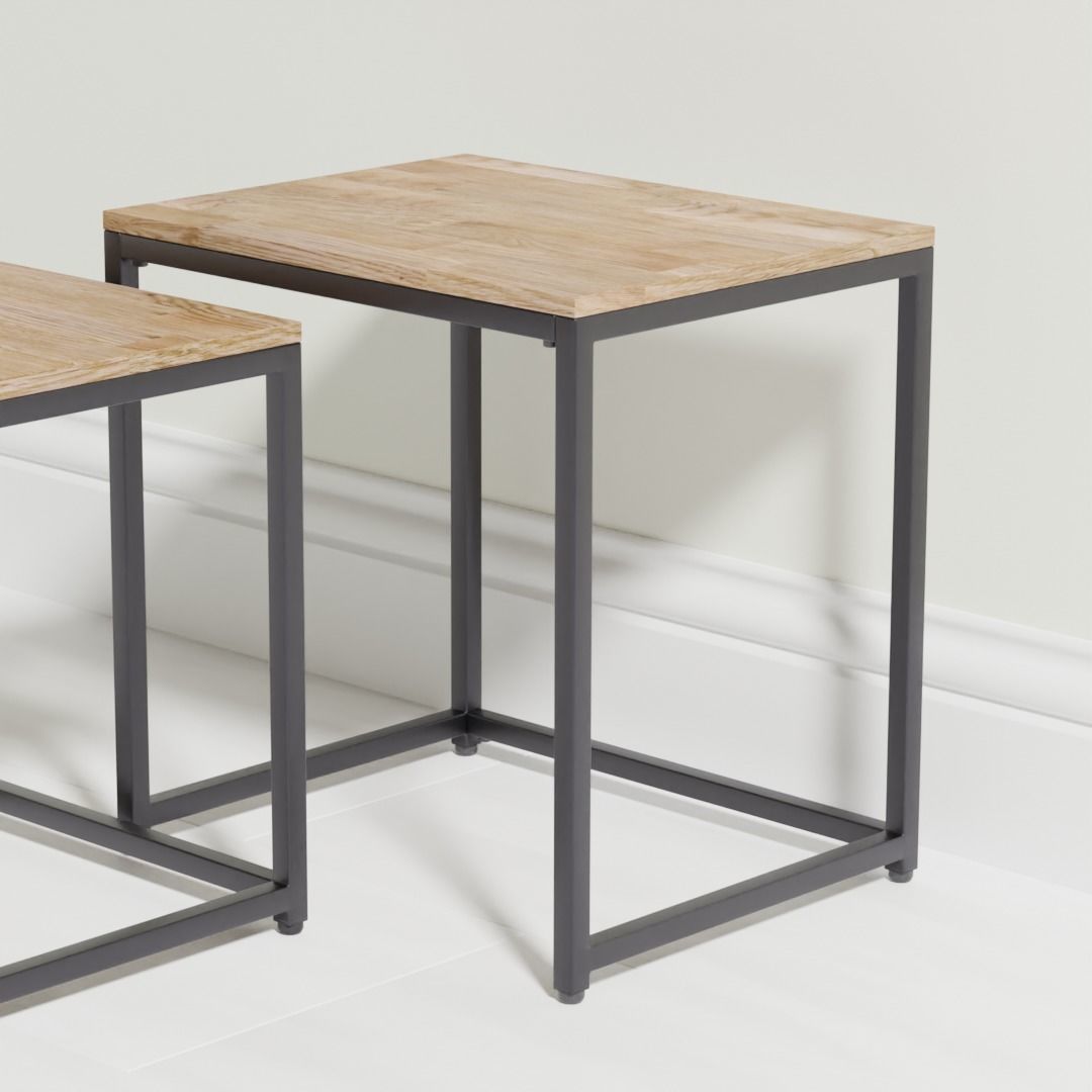 Oak Topped Nested Tables 3D model_3
