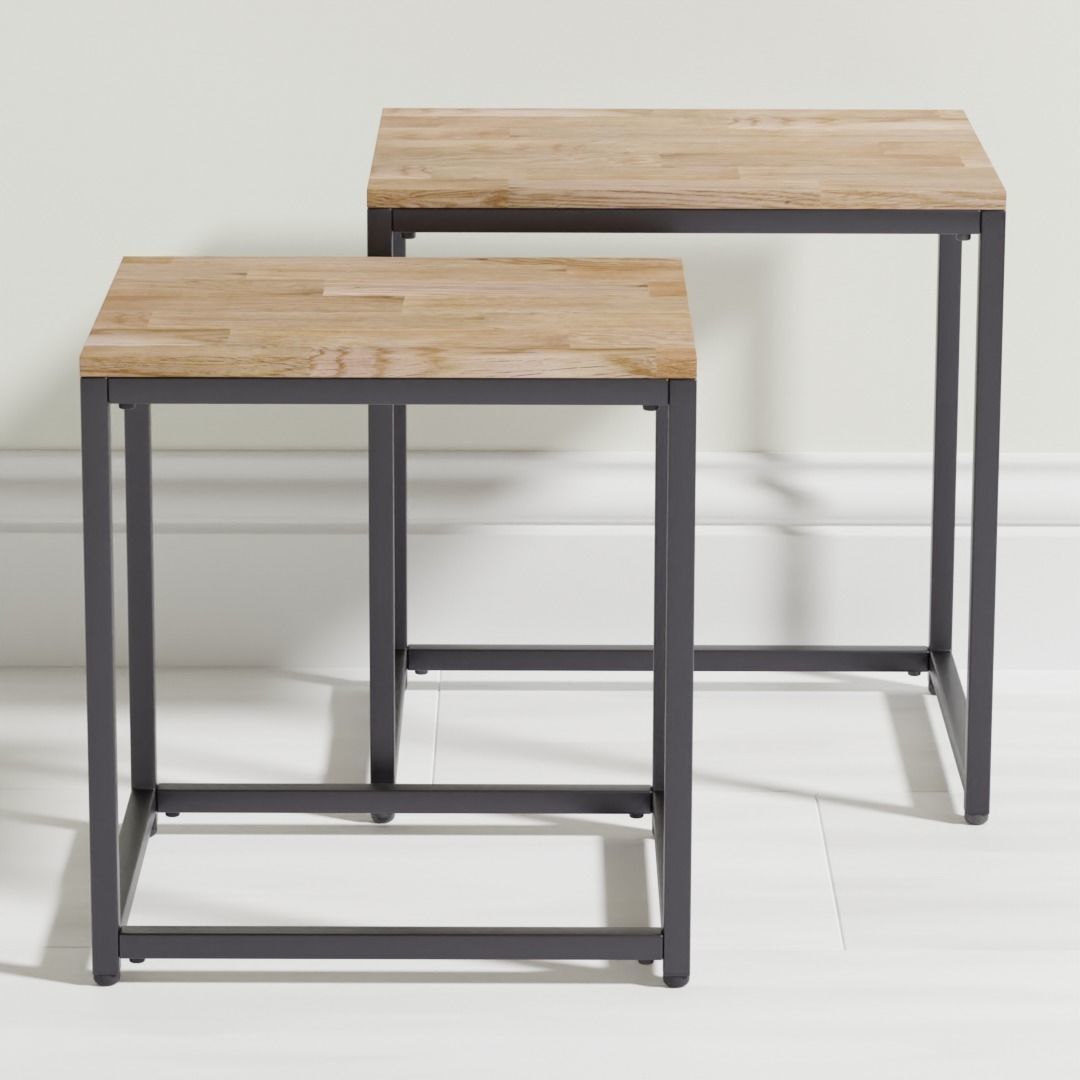 Oak Topped Nested Tables 3D model_1