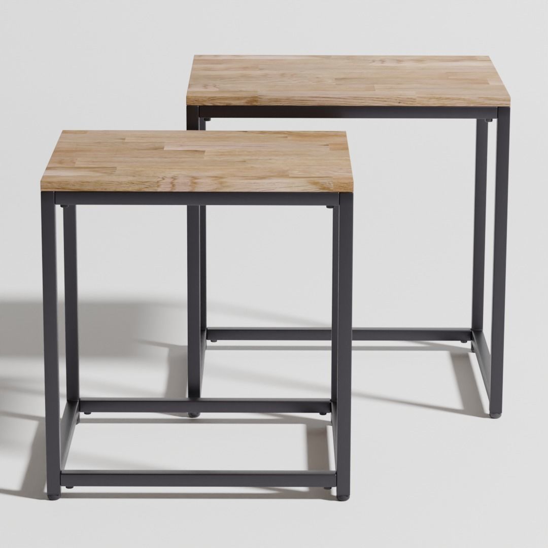 Oak Topped Nested Tables 3D model_6