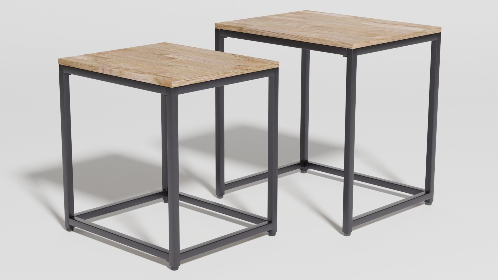 Oak Topped Nested Tables 3D model_7